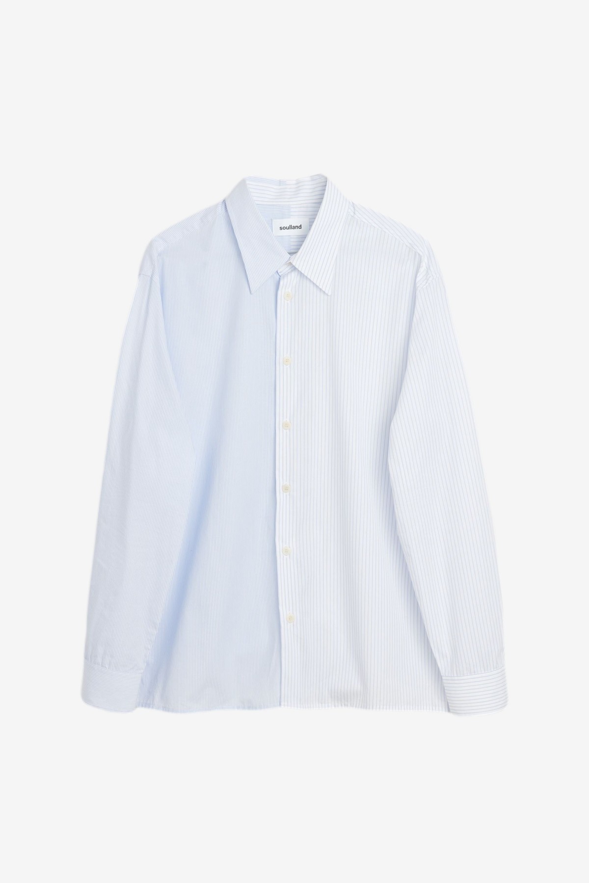 Soulland Perry Shirt in Blue Pinstripe