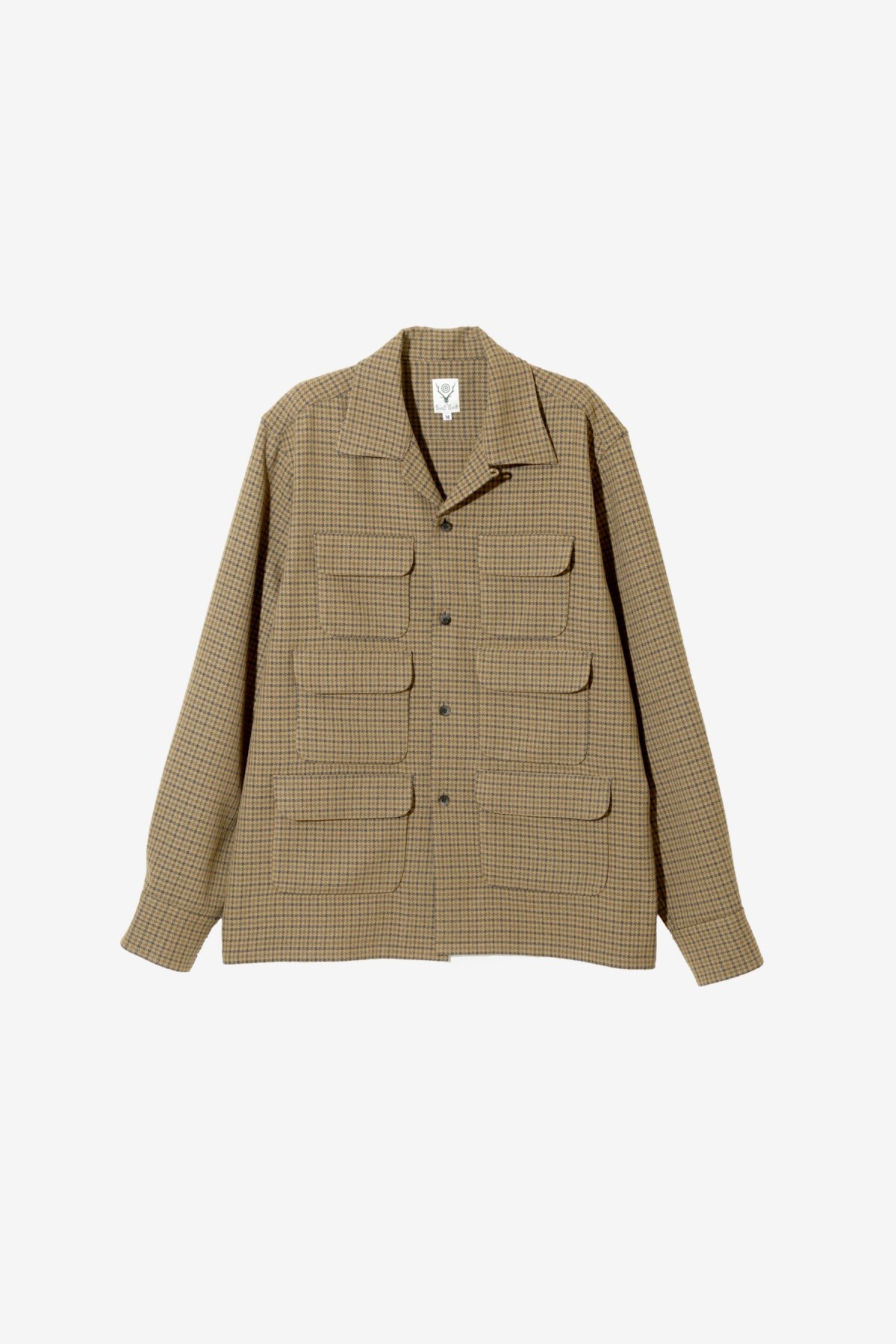 South2 West8 6 Pocket Classic Shirt in Houndstooth Beige/Charcoal