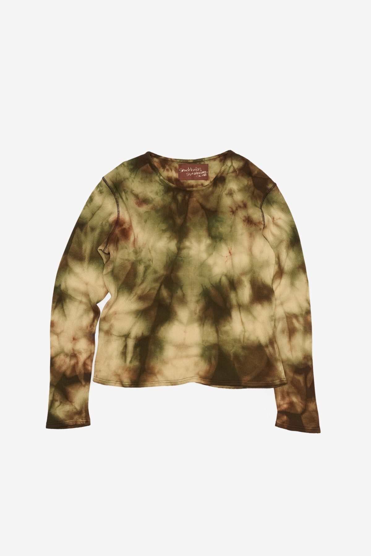 Stockholm Surfboard Club Waffle Longsleeve in Green and Brown