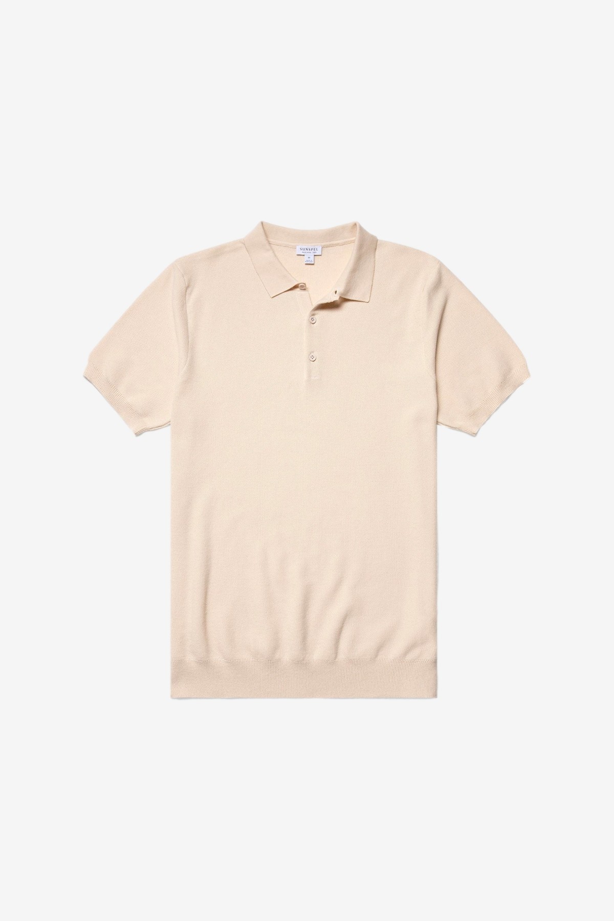 Sunspel Fine Texture Polo Shirt in Ecru
