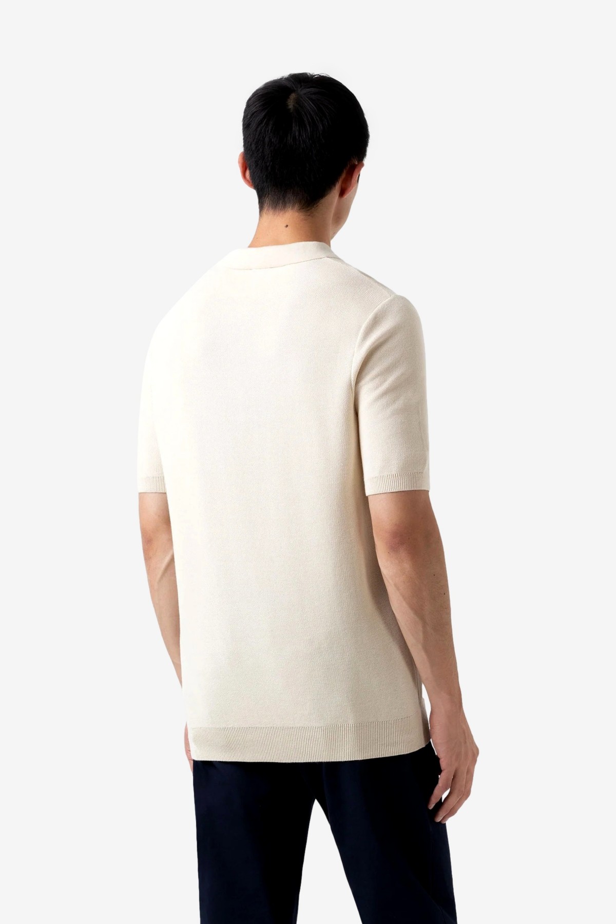 Sunspel Fine Texture Polo Shirt in Ecru