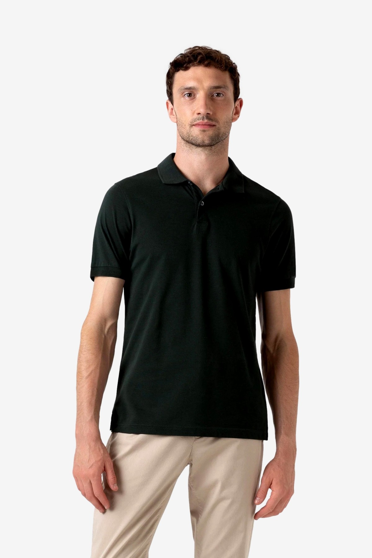 Sunspel Pique Polo Shirt in Seaweed