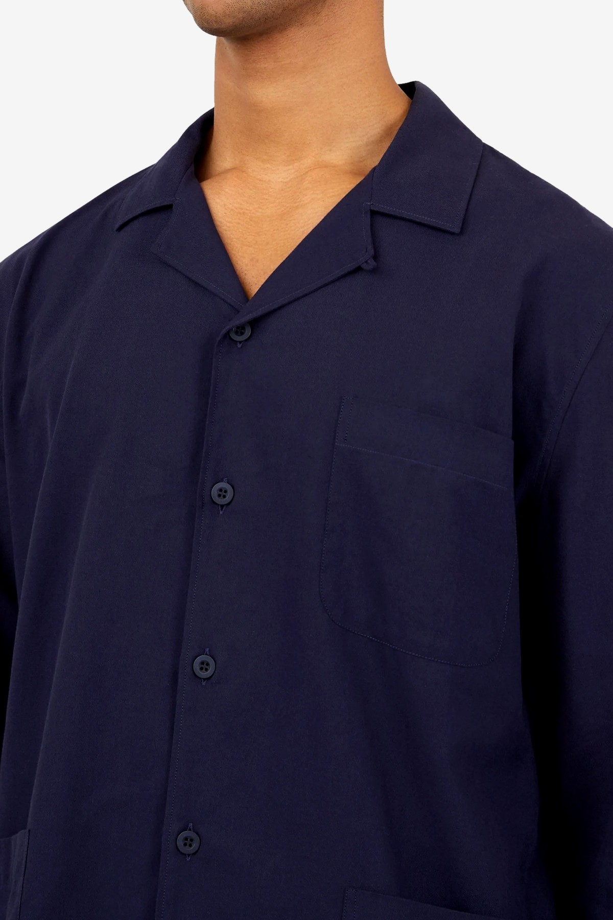 Sunspel Pyjama Shirt in Navy