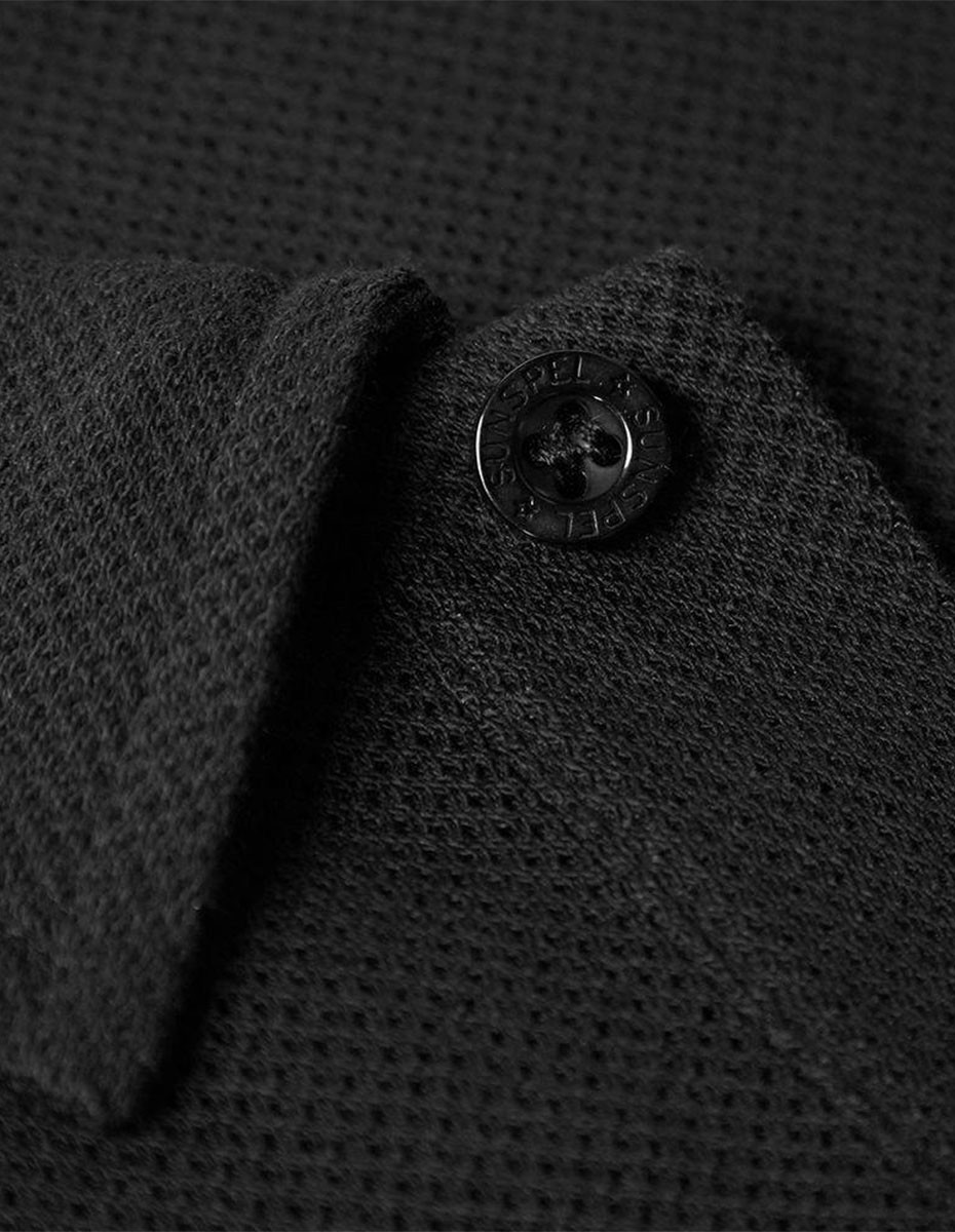 Sunspel Short Sleeve - Riviera Polo  in Black