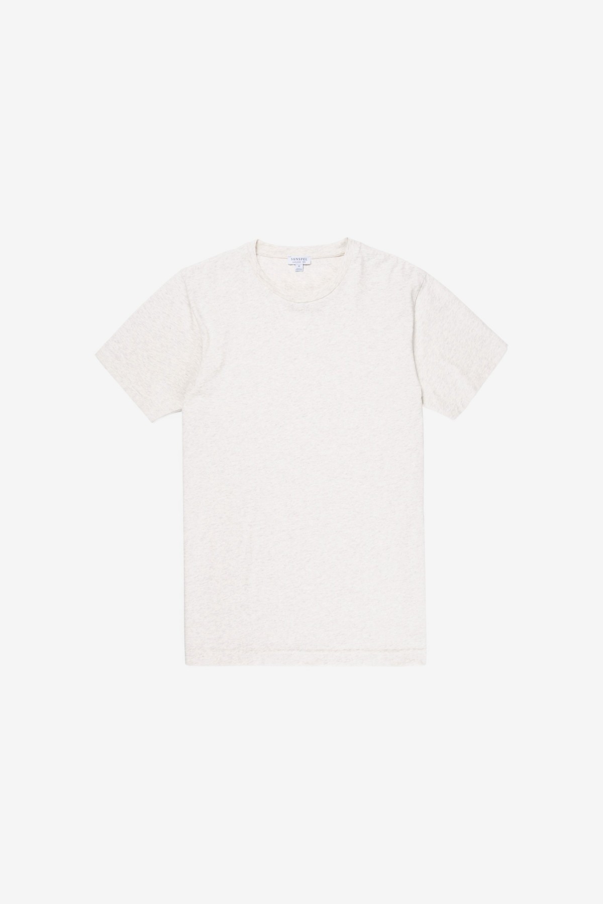 Sunspel Short Sleeve Riviera Crew Neck T-Shirt in Archive White Melange