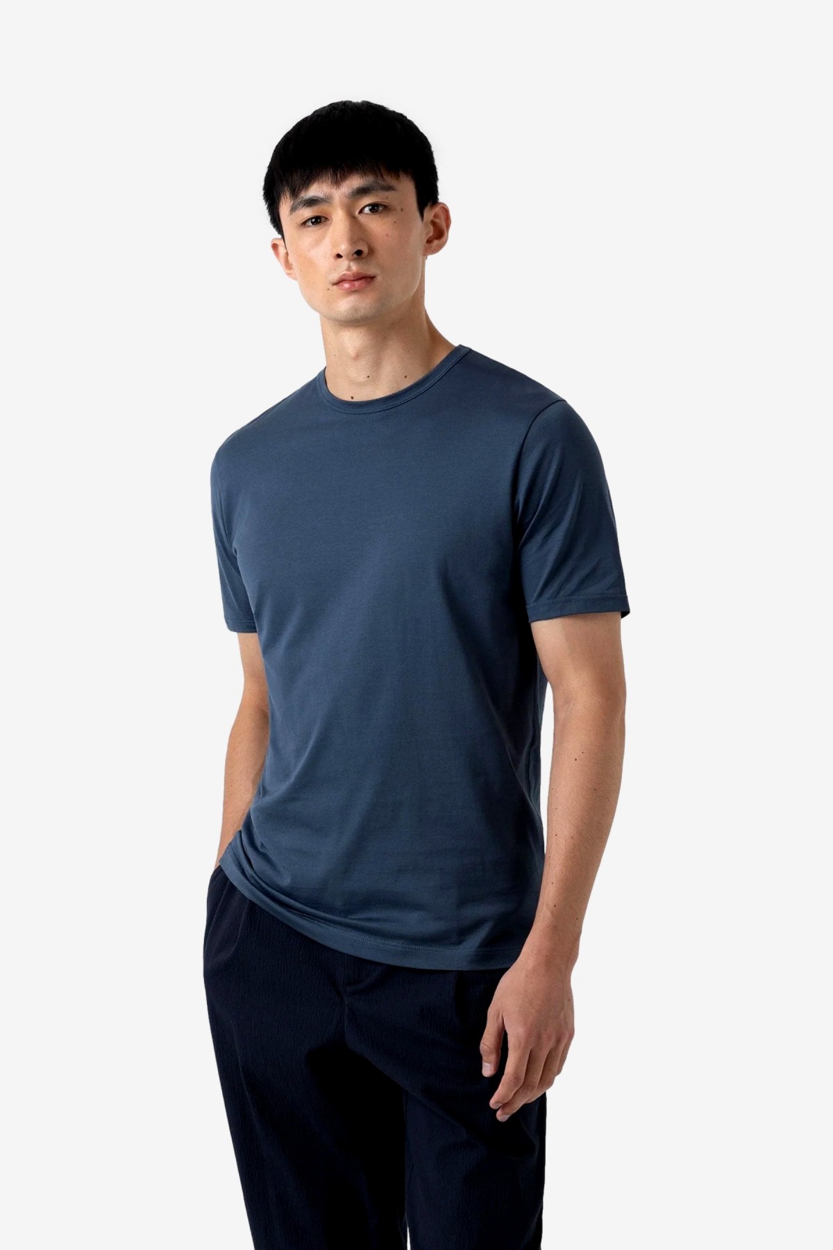 Sunspel SS Crew Neck T-Shirt in Shale Blue
