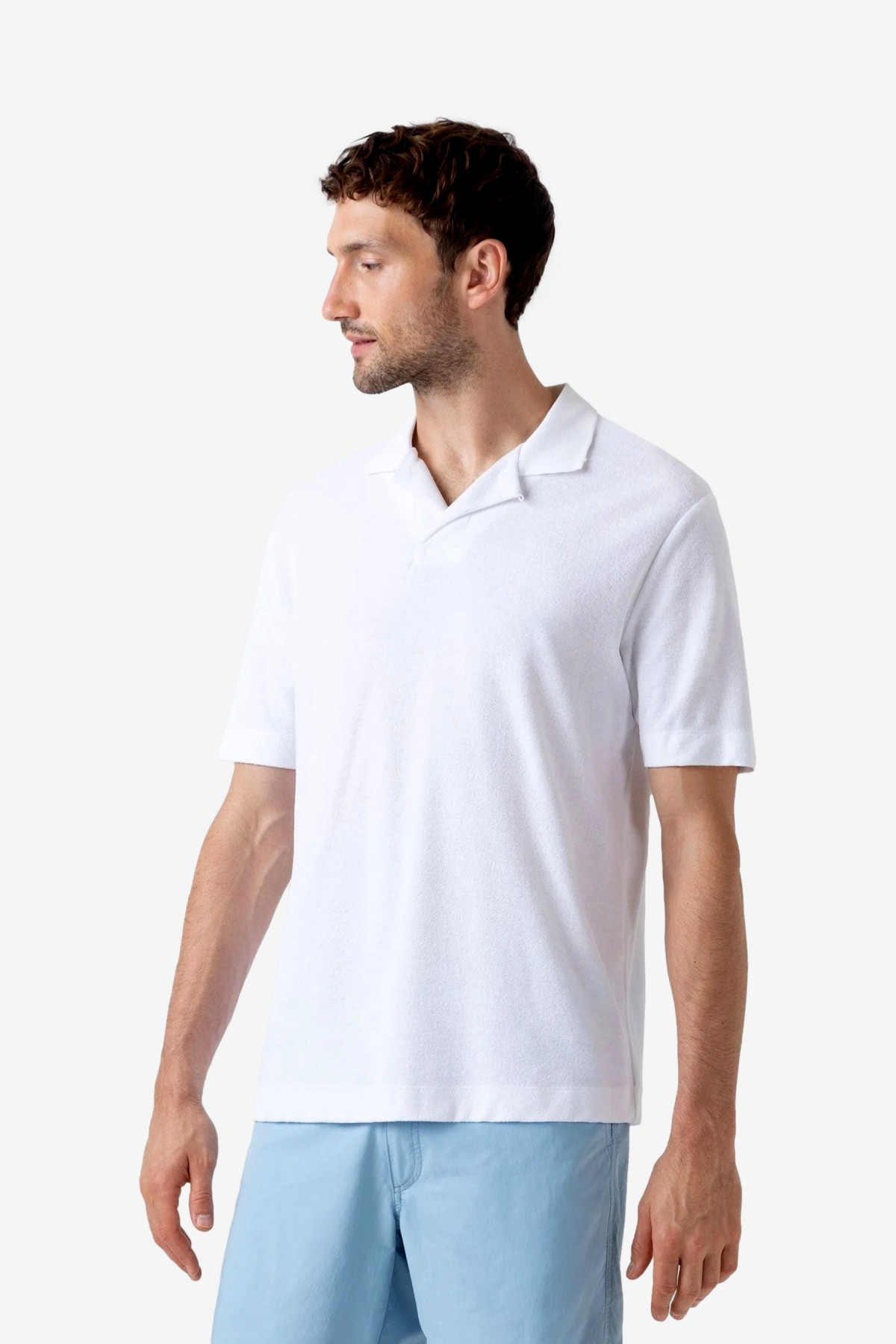 Sunspel Towelling Polo Shirt in White