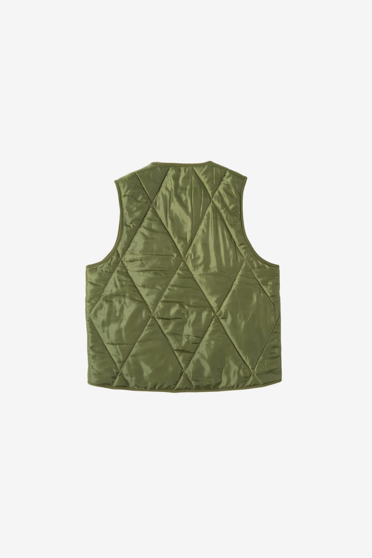 Universal Works Reversible Military Liner Gilet in Olive/Sand