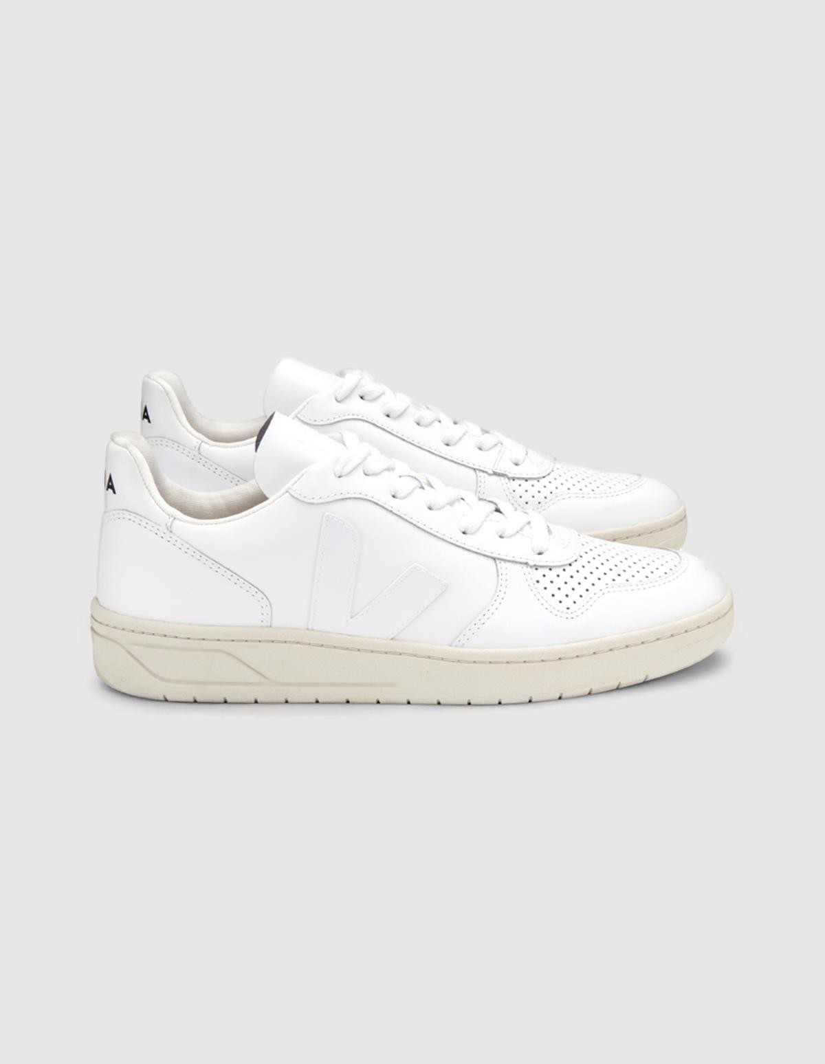 V-10 Leather Sneakers in Extra White 