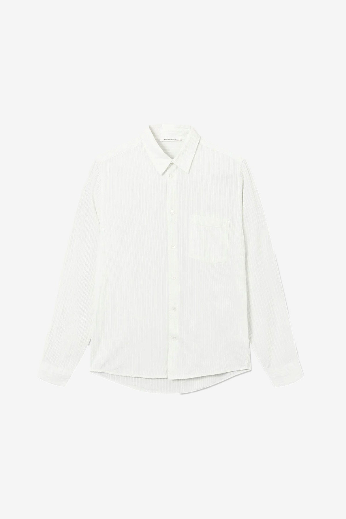 Wood Wood Timothy Dobby Stripe Shirt in Off-White