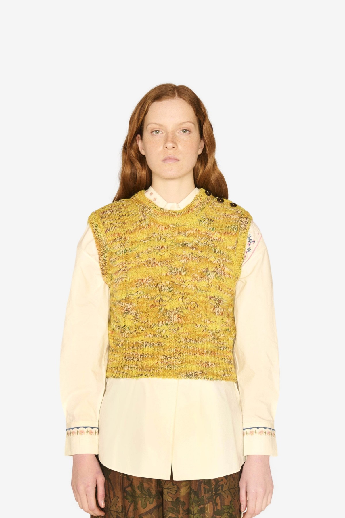 YMC You Must Create Farrow Tank Knit in Yellow Multi