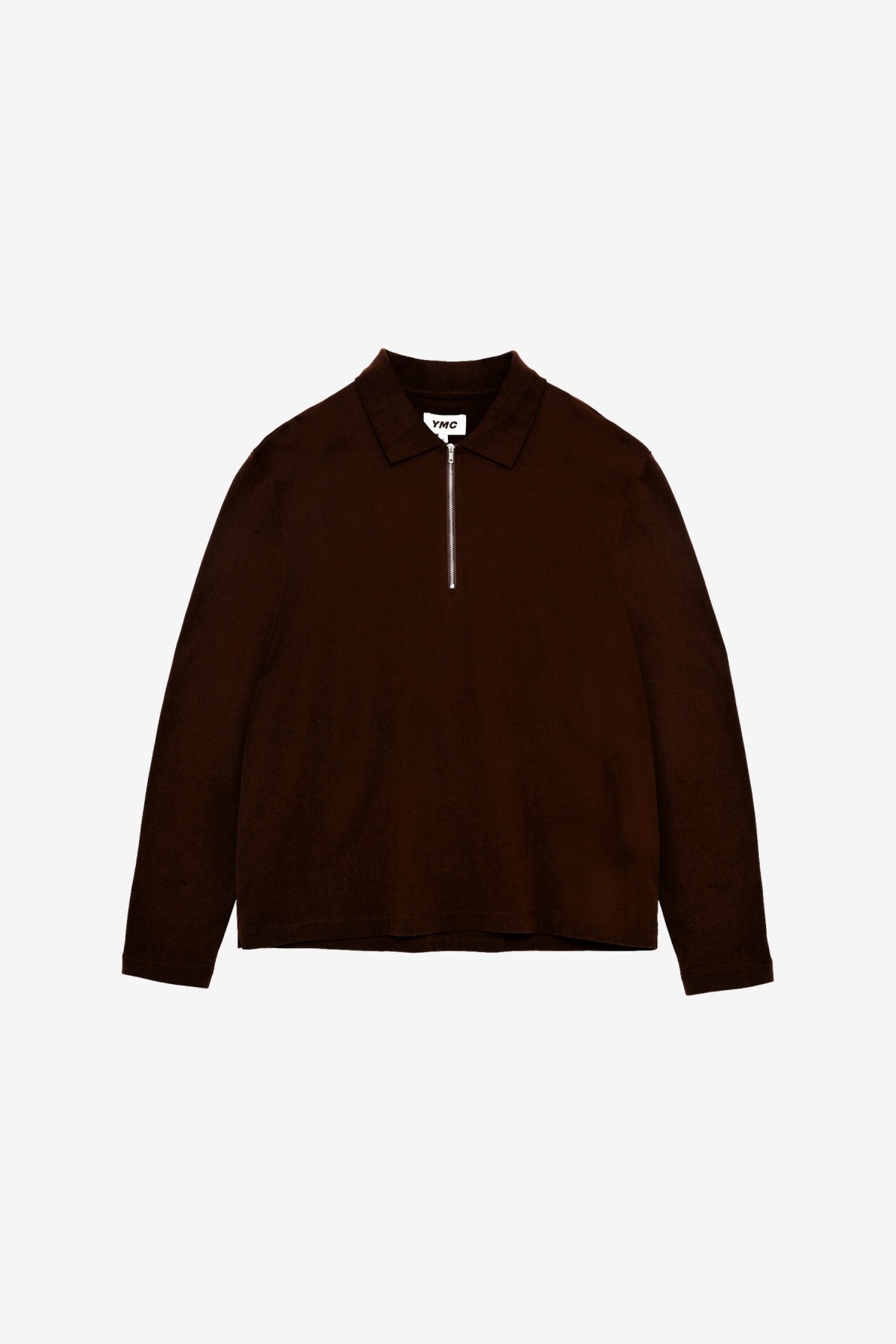 YMC You Must Create Frat Zip Polo Shirt in Brown