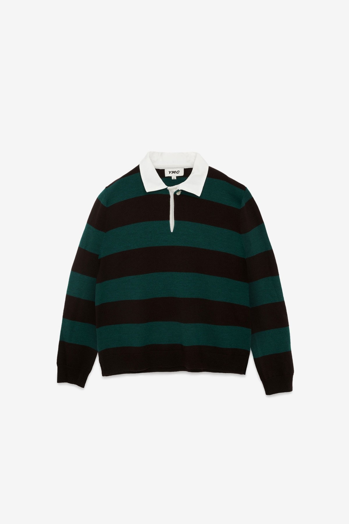 YMC You Must Create Rugby Shirt in Green/Brown