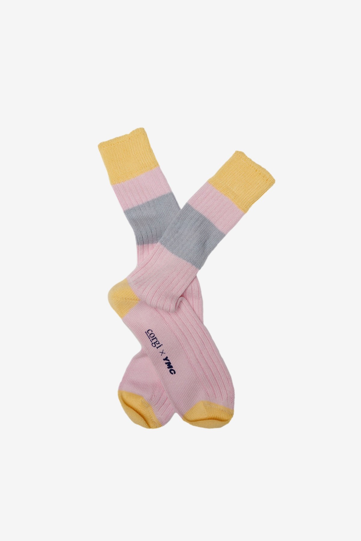 YMC You Must Create Sport Rib Sock in Yellow-Pink