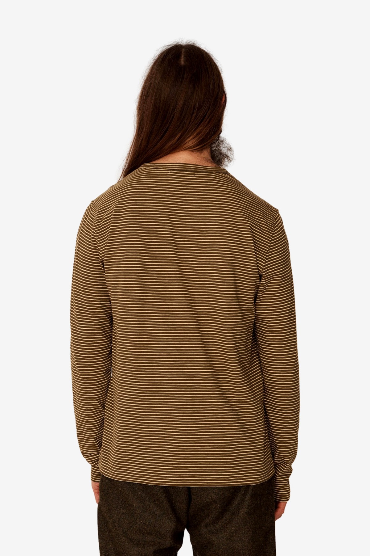 YMC You Must Create Thurston Long Sleeve T-Shirt in Olive Camel