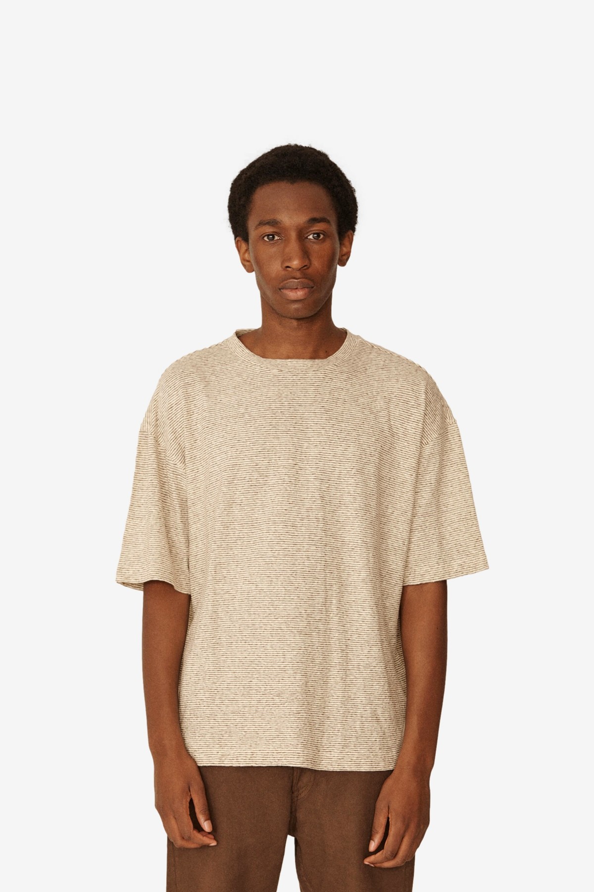 YMC You Must Create Triple T Shirt in Ecru/Brown
