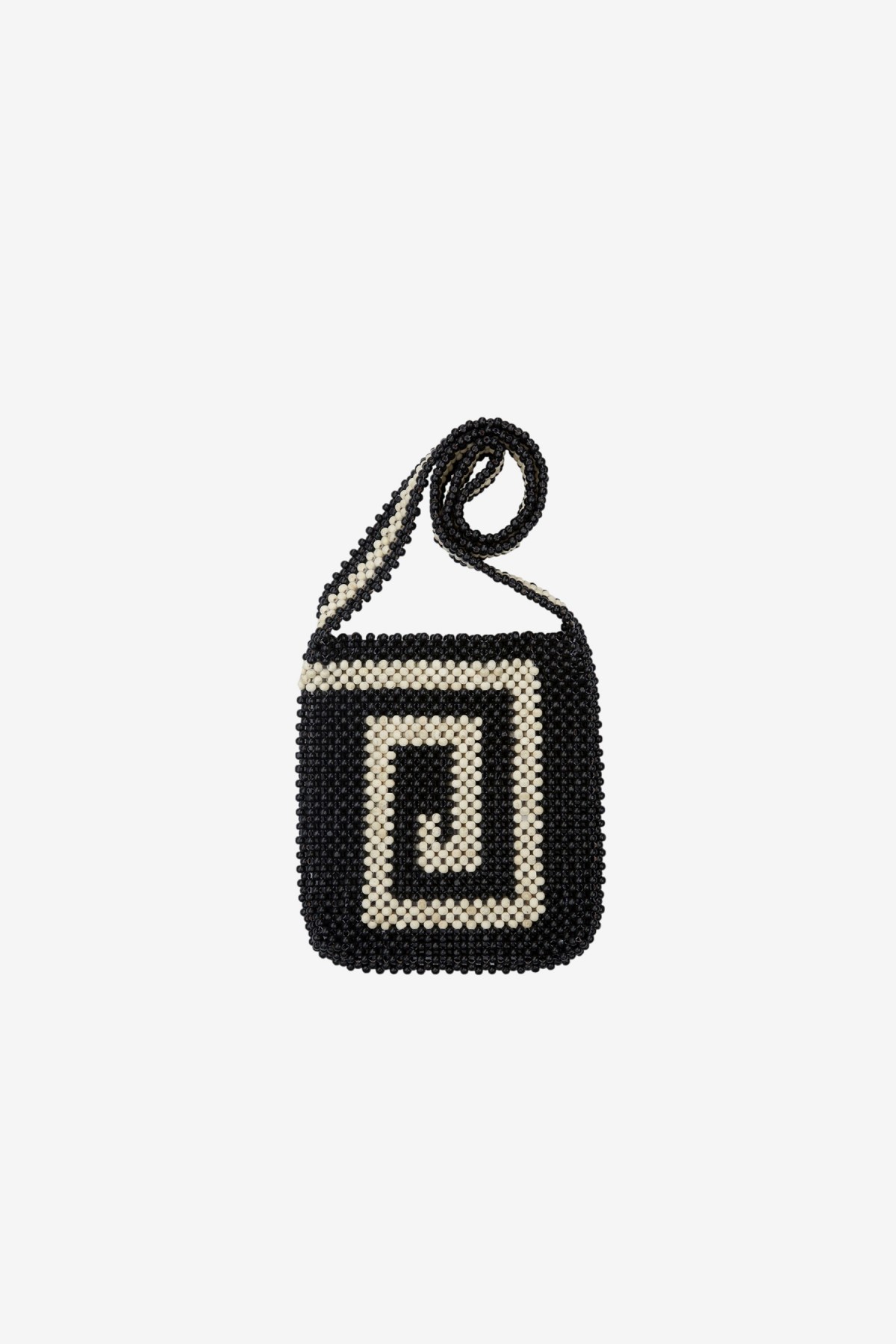 YMC You Must Create Wooden Bead Bag in Black- White