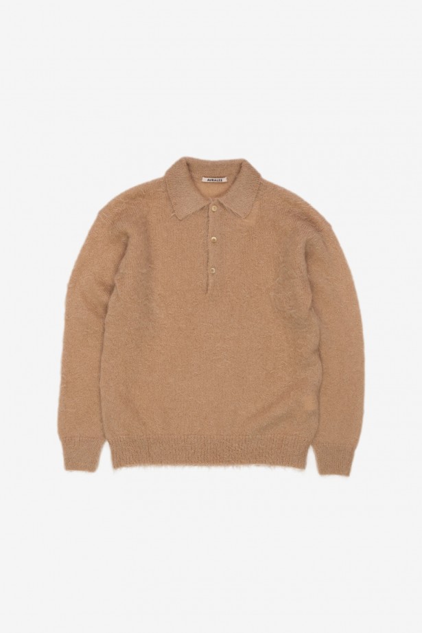 Brushed Super Kid Mohair Knit Polo