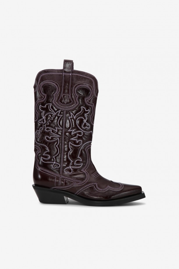 Mid Shaft Embroidered Western Boot Naplack