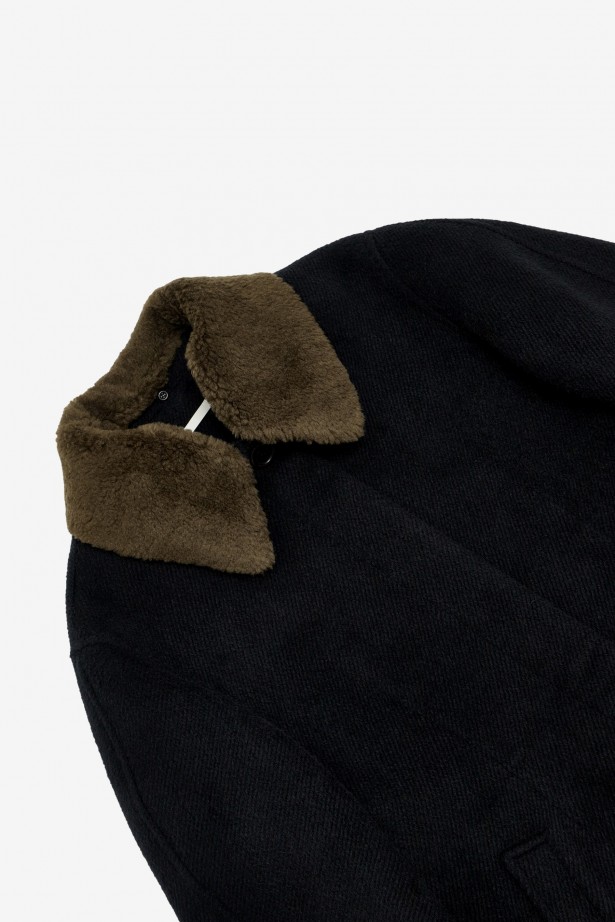 Detachable Collar Round Sleeve Coat