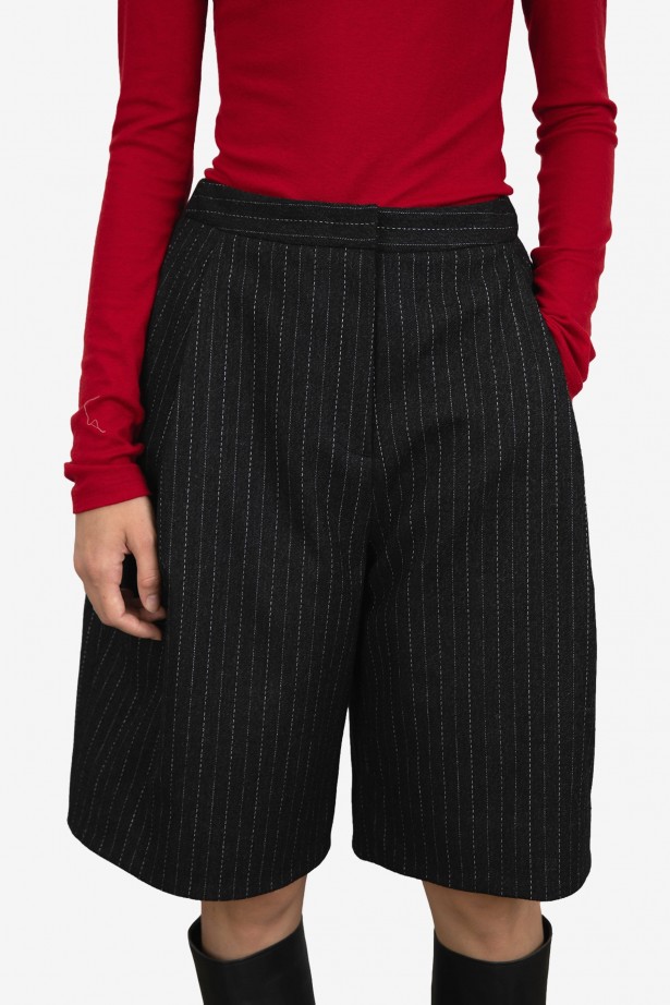 Stripe Wool Garconne Shorts