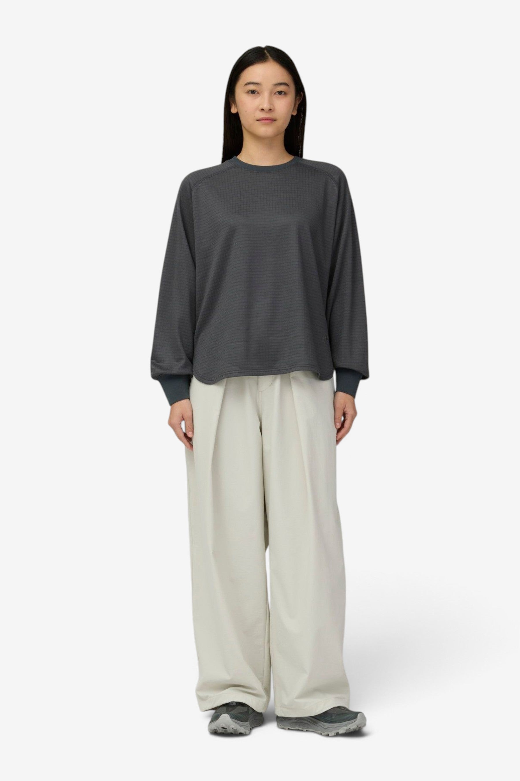 Tropical Wool Kid Mohair Slacks in Gray Check - Auralee | Afura Store