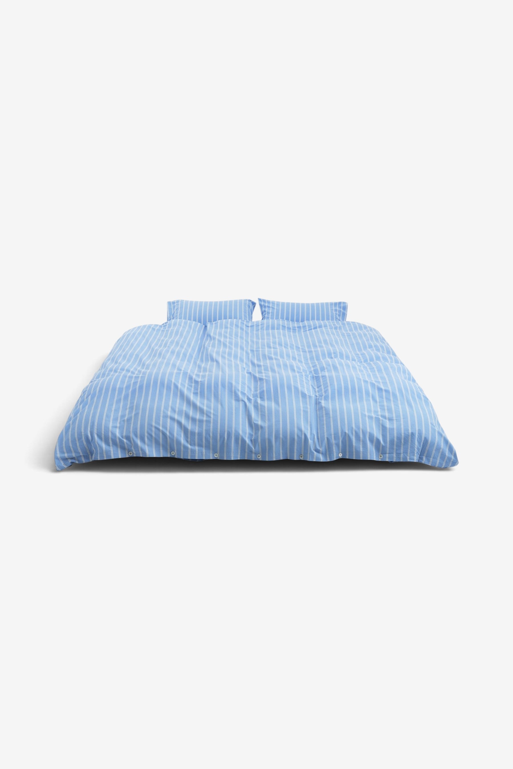 Percale - Duvet Cover in Island Blue Stripes - Tekla | Afura Store