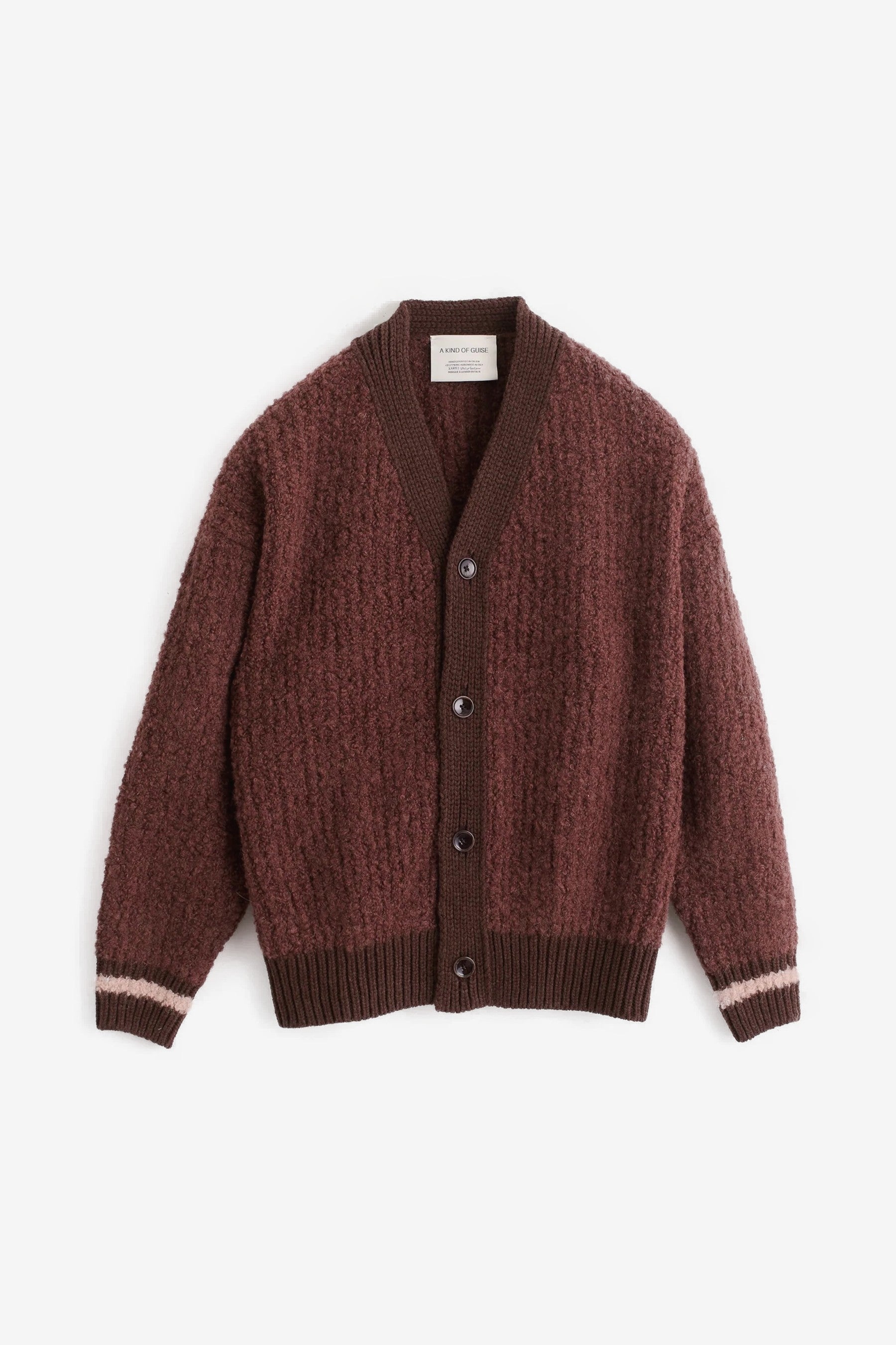 Khuder Knit Cardigan in Burgundy Moose Boucle - A Kind of Guise