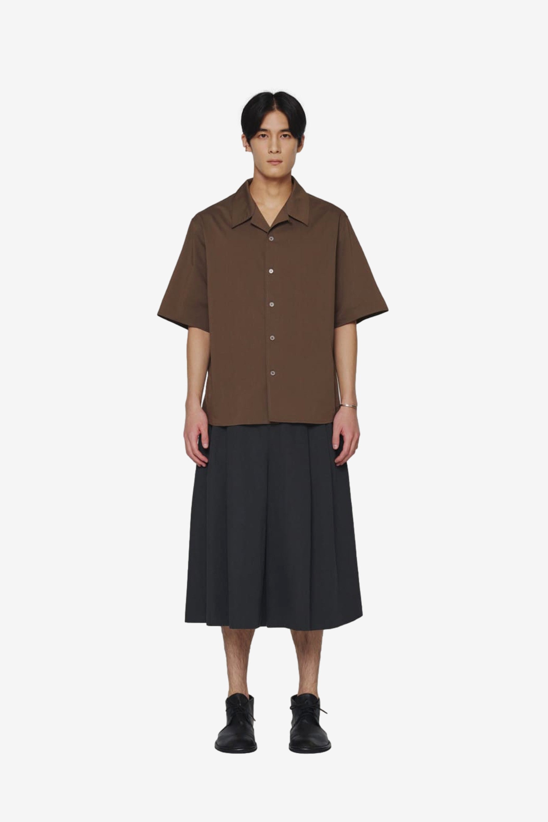 Open Collar Half Shirts in Brown | Afura Store