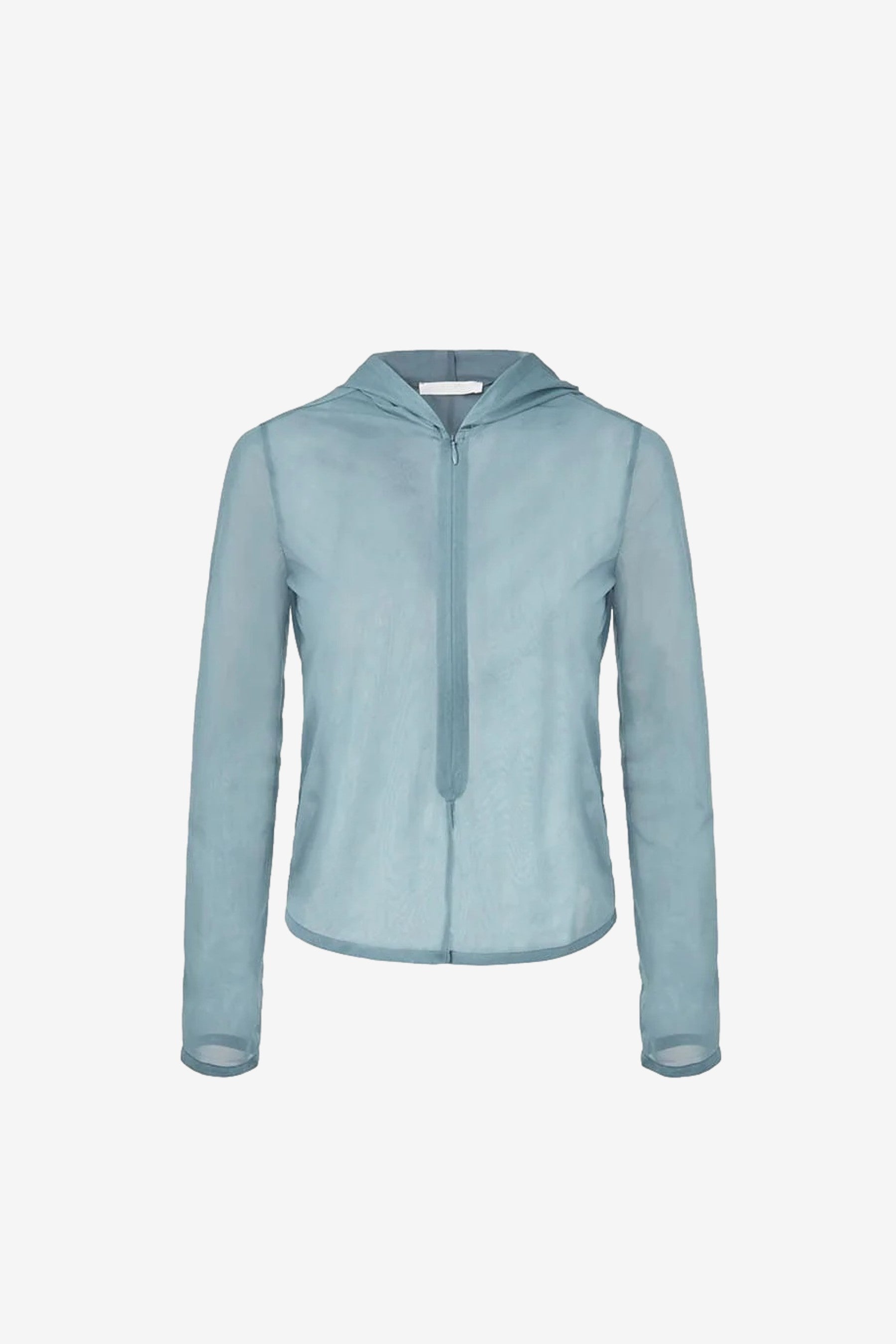 トップス AMOMENTO 24ss HOODED JUMPER Sheer Hooded Zip Up Jumper in Mint - Amomento | Afura Store