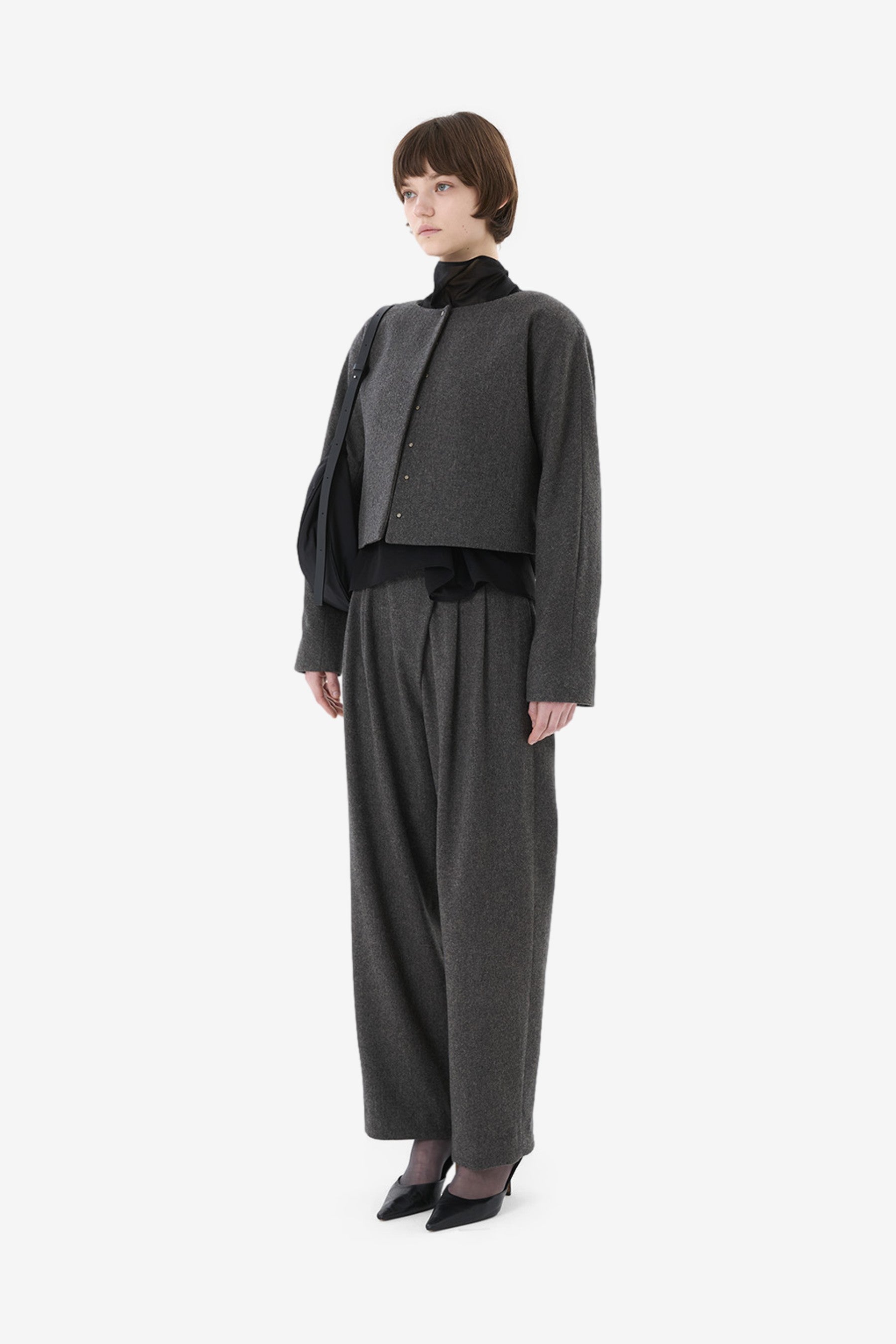Wool Wrap Pants in Charcoal - Amomento | Afura Store