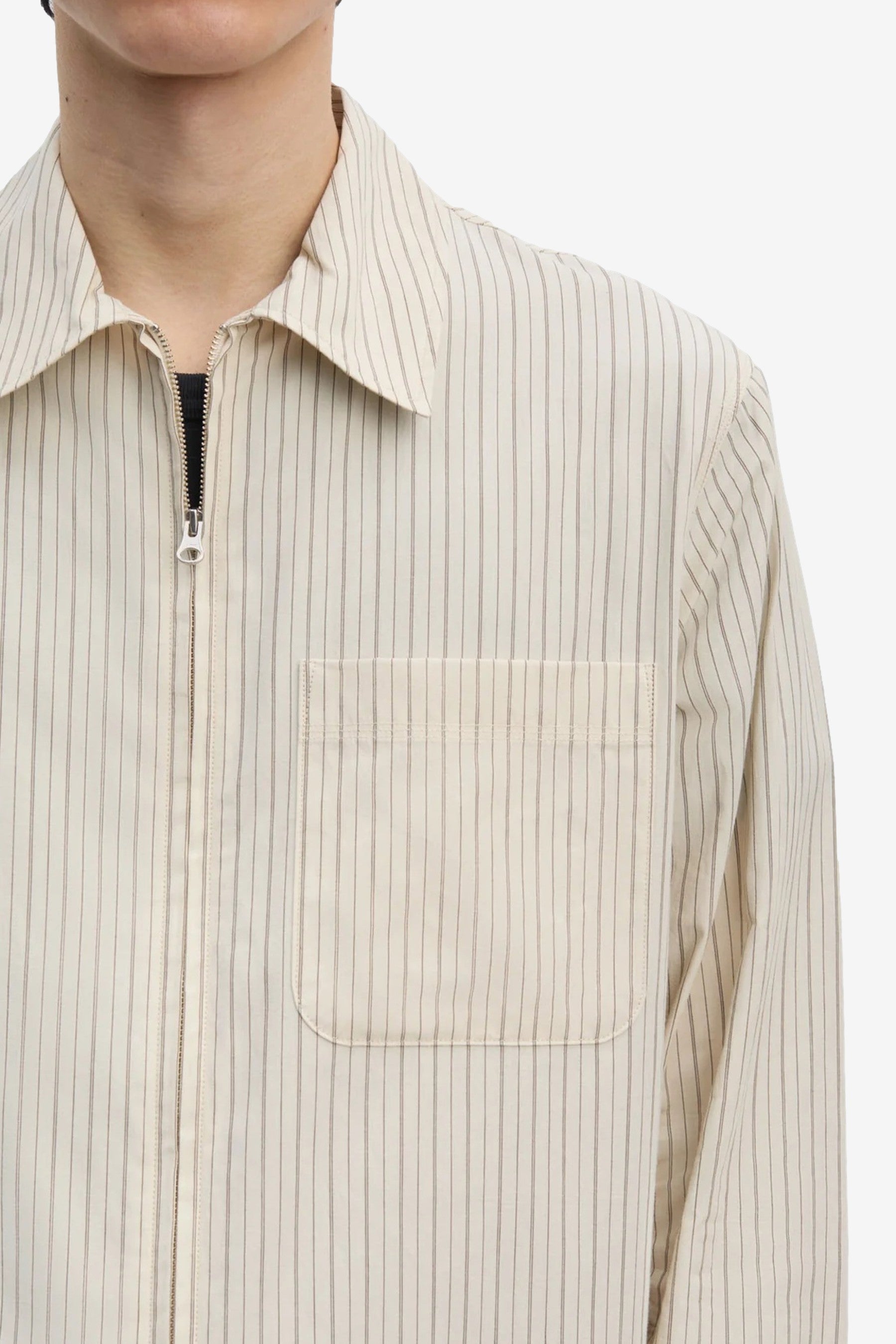 ANOTHER Zip Shirt 1.0 JPN in Cream Stripe - Another Aspect | Afura