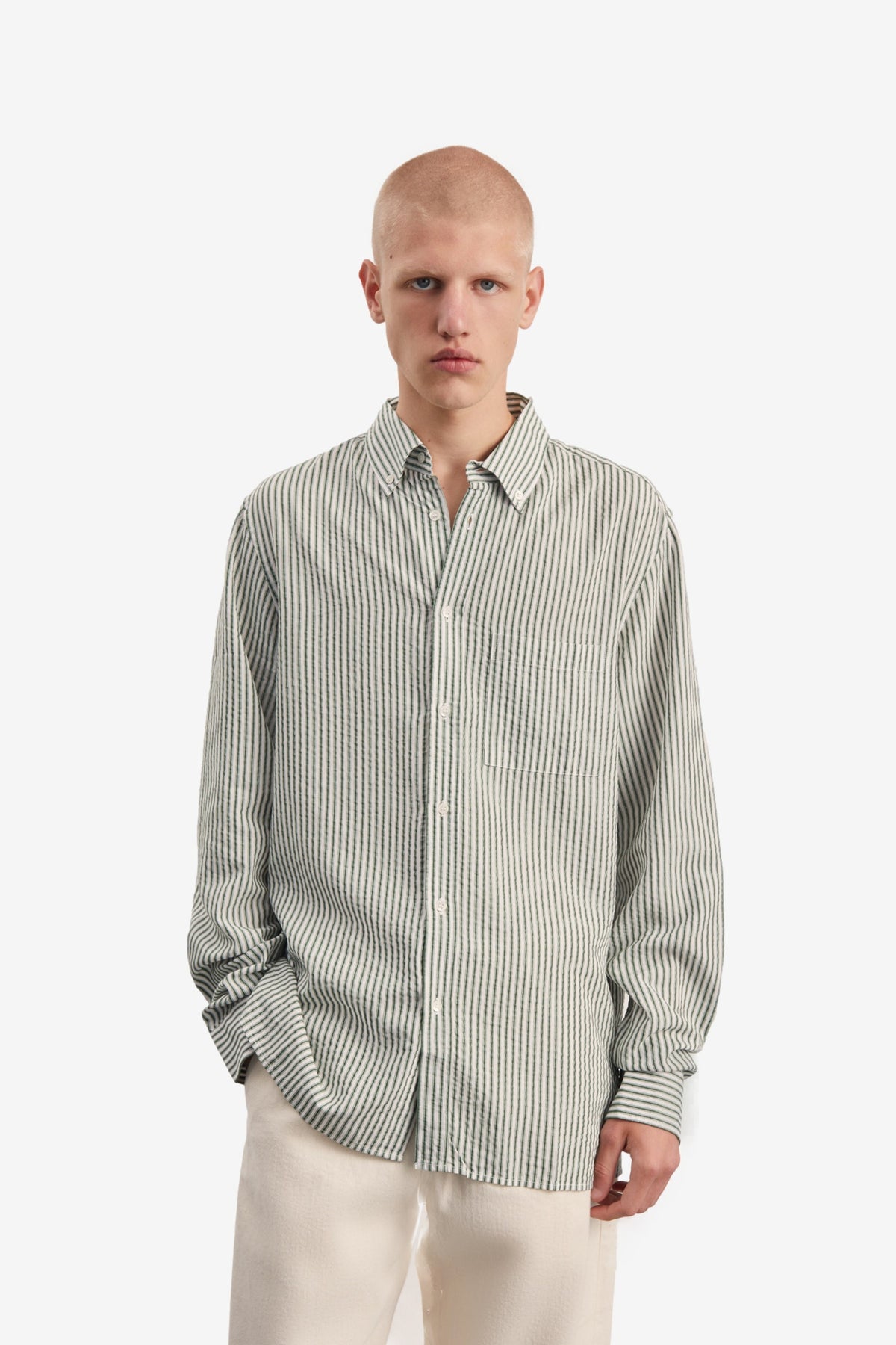 ANOTHER Shirt 1.0 in Evergreen/White Stripe - Another Aspect 