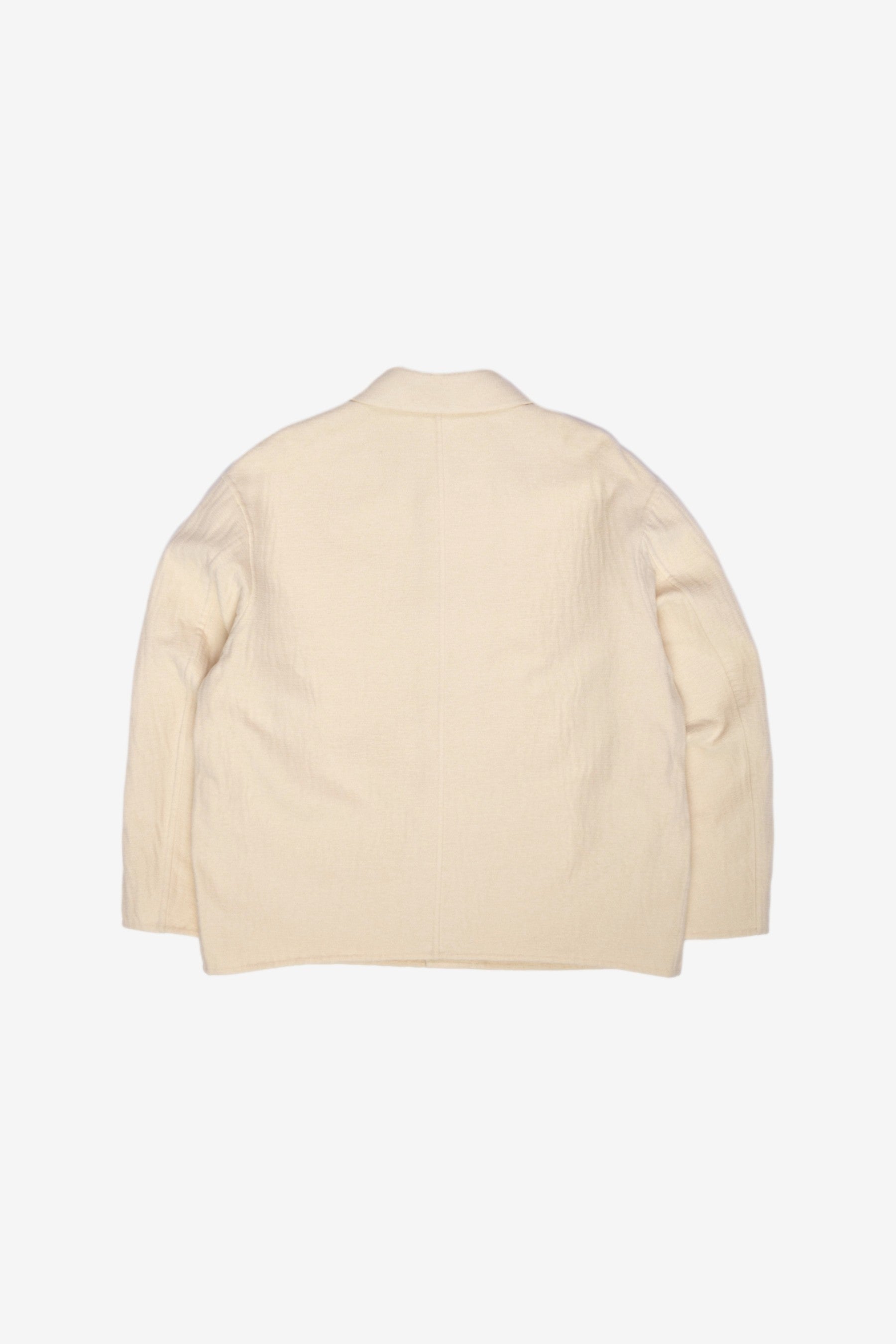 Cotton Mole Melton Hand Sewn Blouson in Ivory White