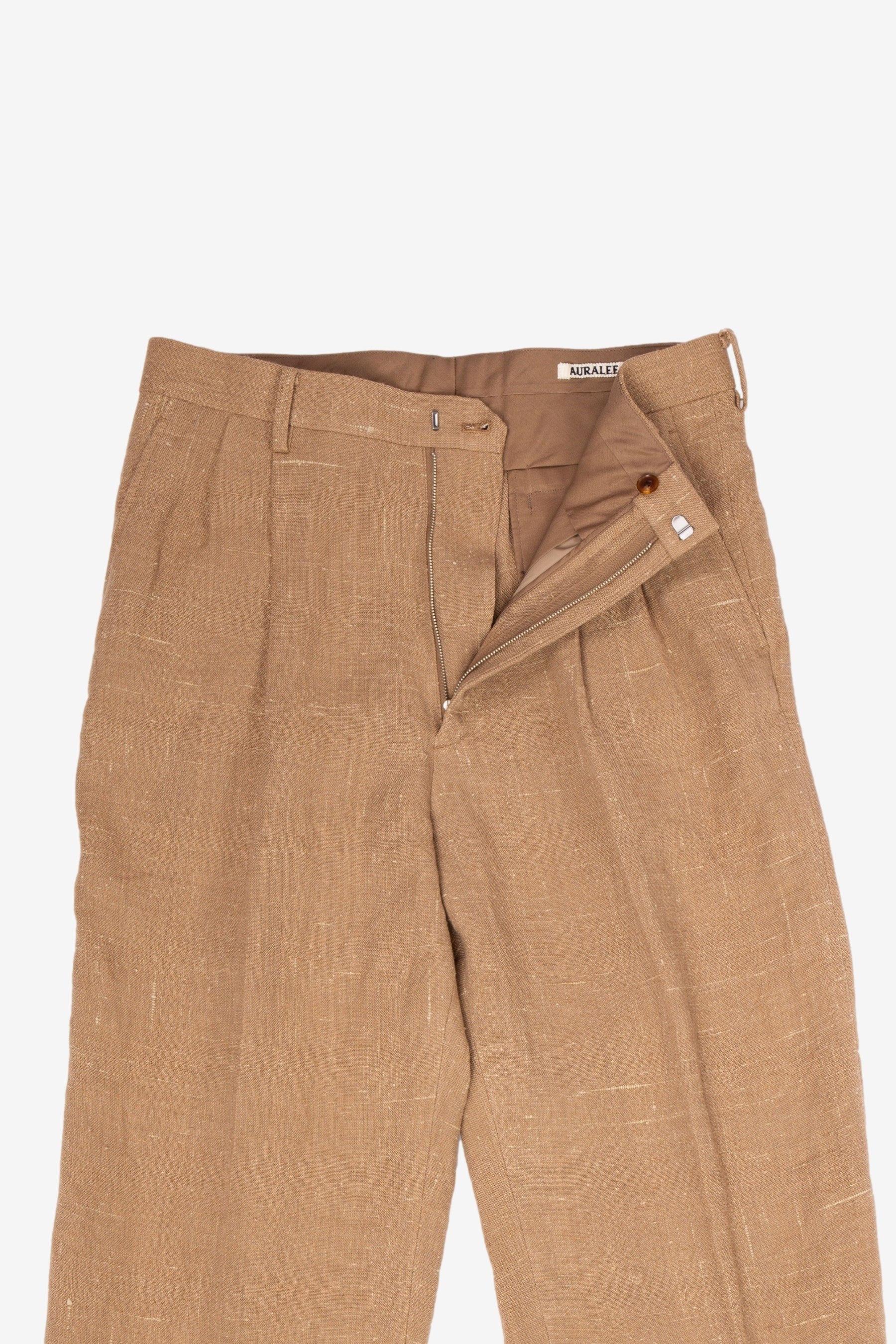 Linen Silk Tweed Slacks in Brown - Auralee | Afura Store
