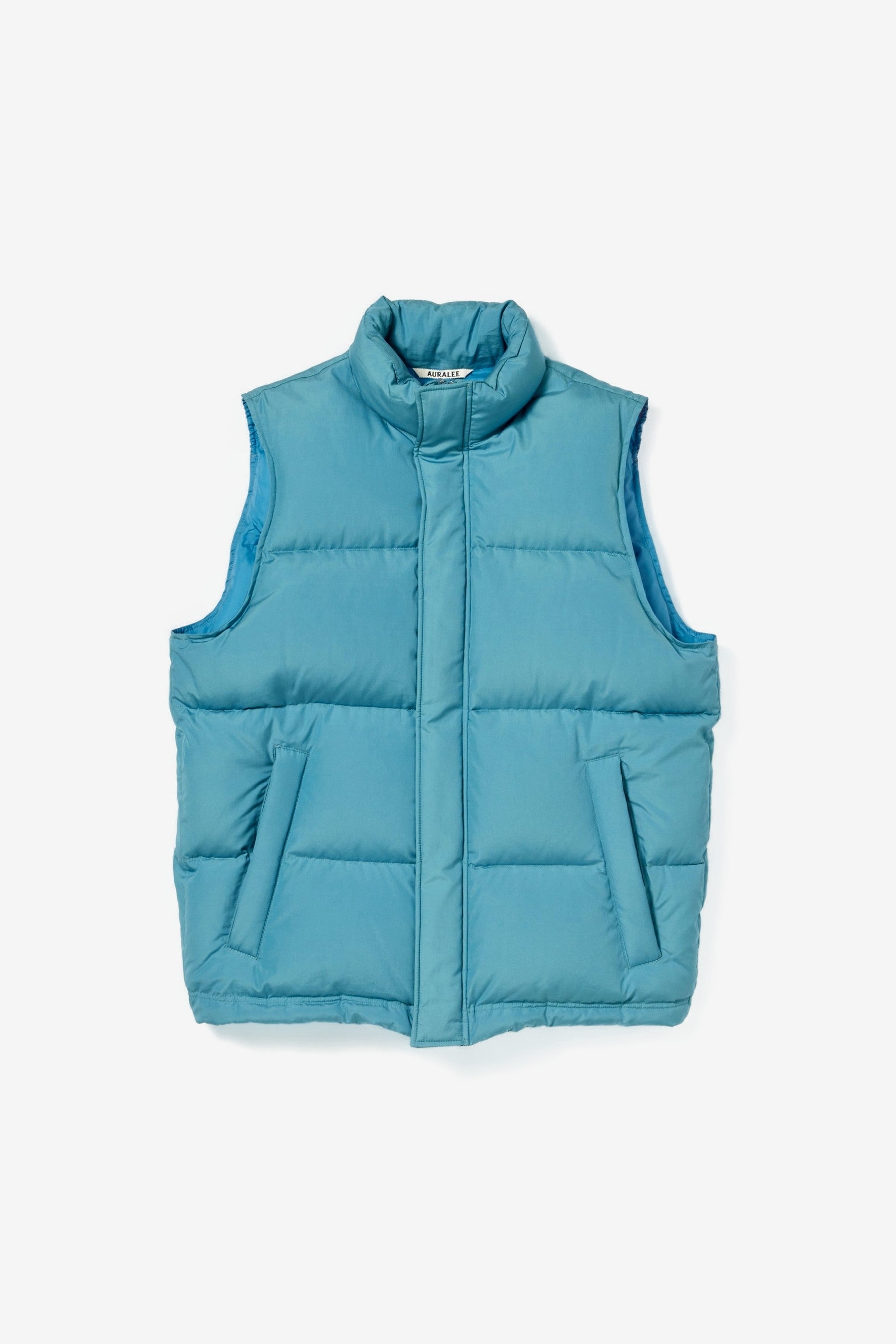 Suvin High Count Cloth Down Vest in Blue - Auralee | Afura Store