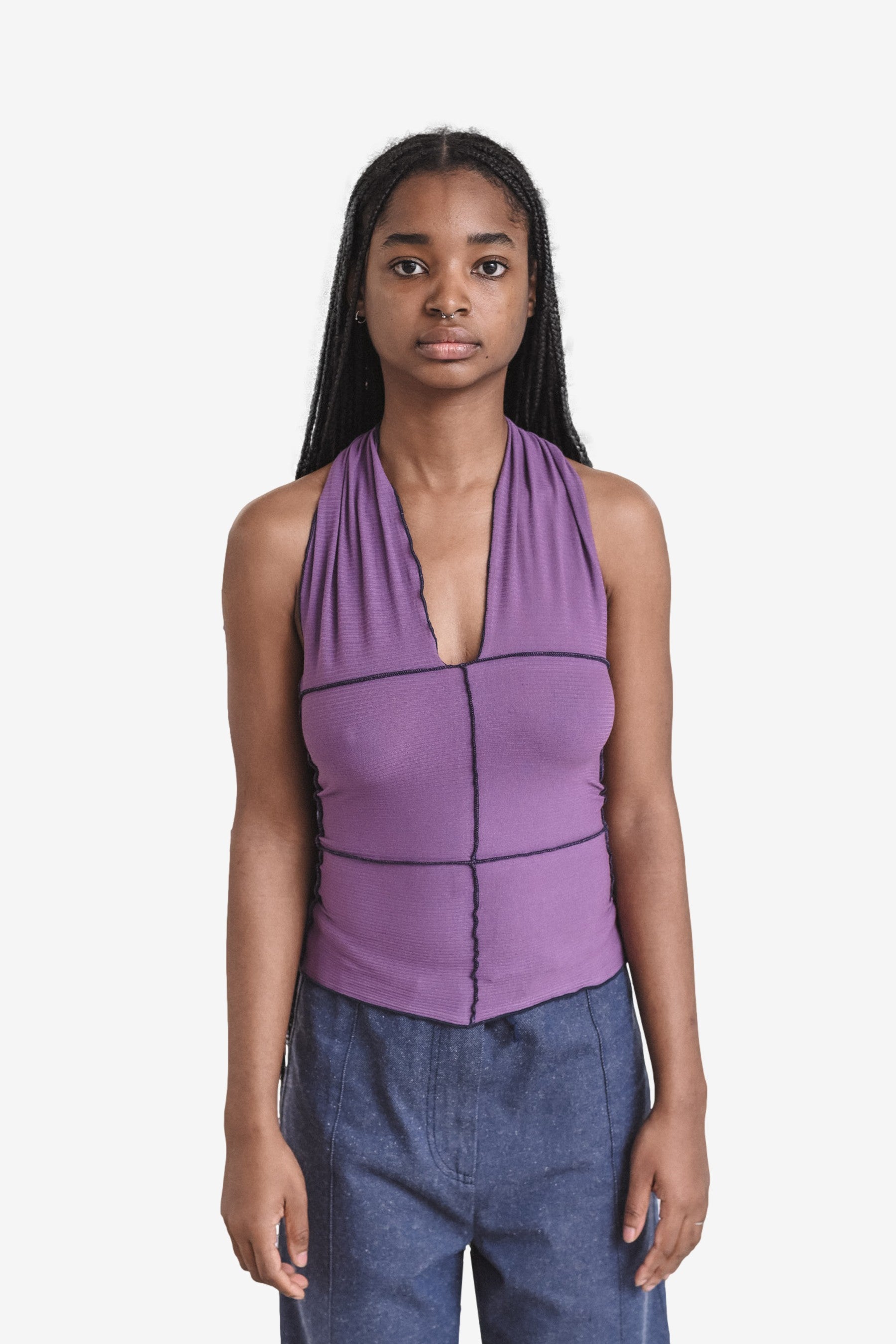 Cinder Halter Top in Venet Purple - Baserange | Afura Store