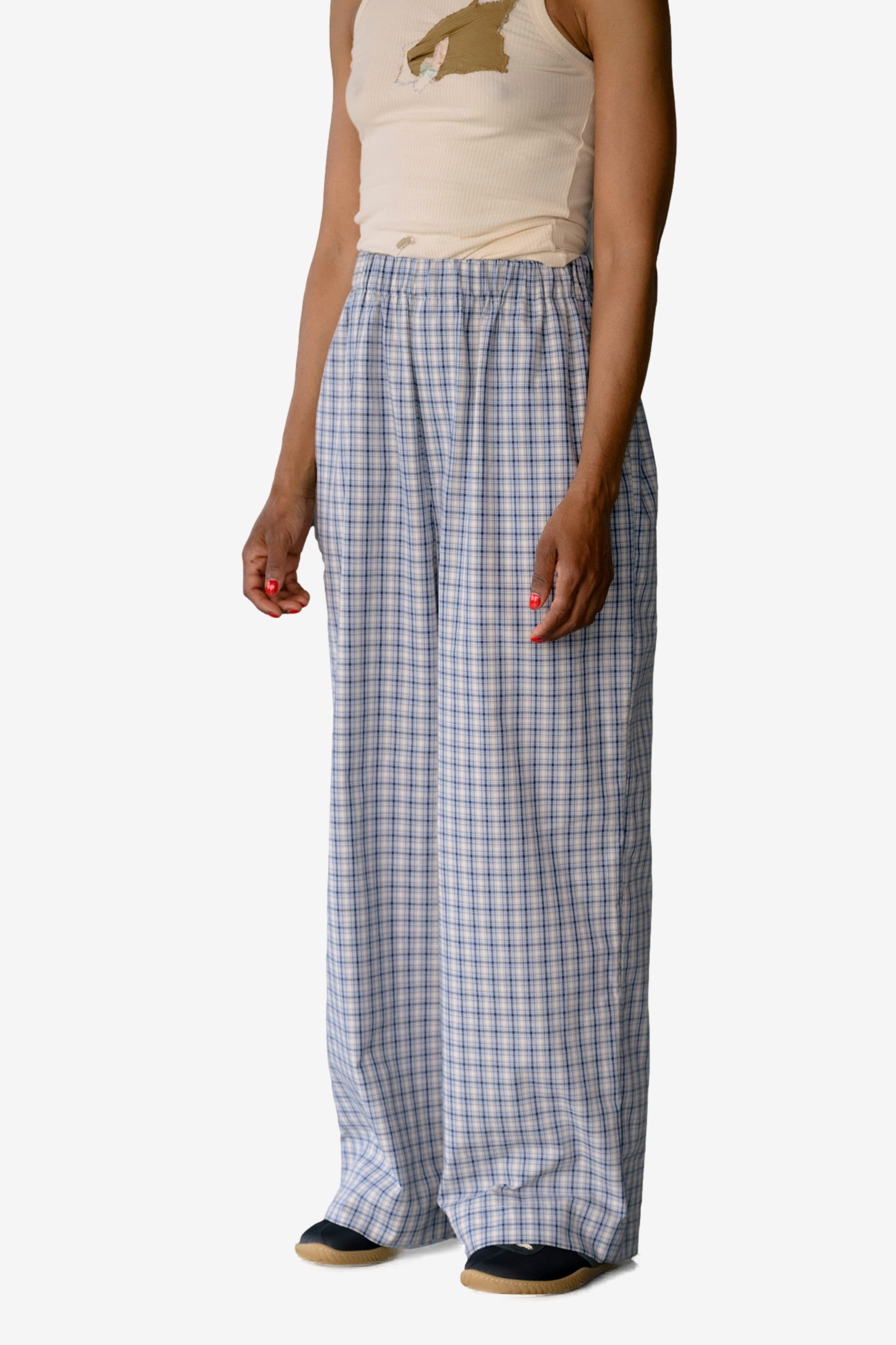 Claude Pants in Blue Check - Baserange | Afura Store