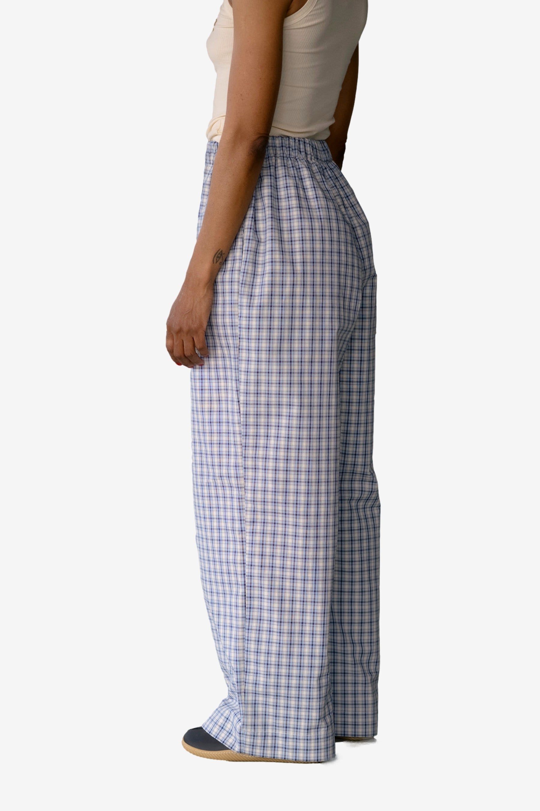Claude Pants in Blue Check - Baserange | Afura Store
