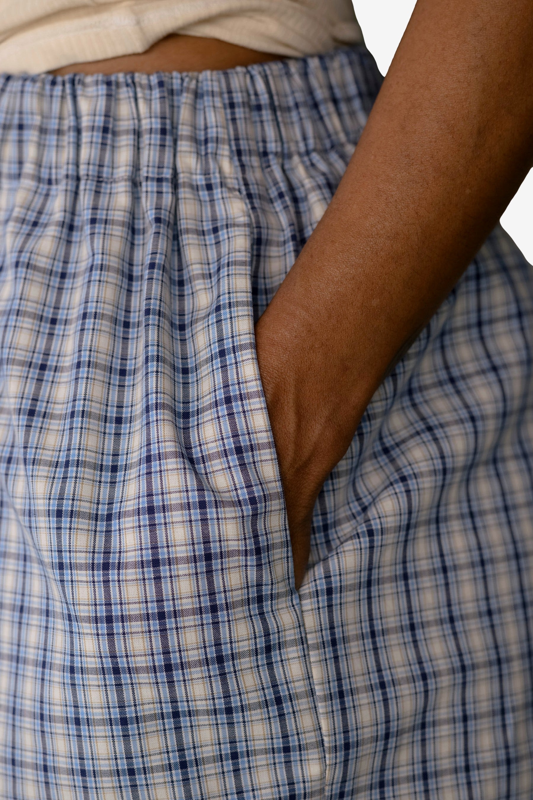 Claude Pants in Blue Check - Baserange | Afura Store