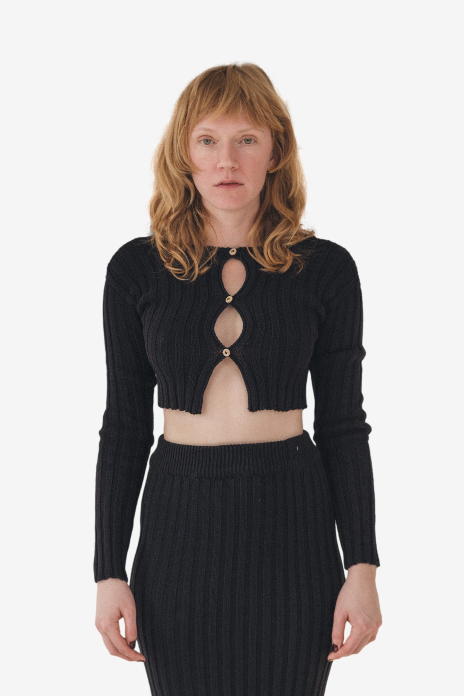 Macau Cardigan in Black - Baserange | Afura Store