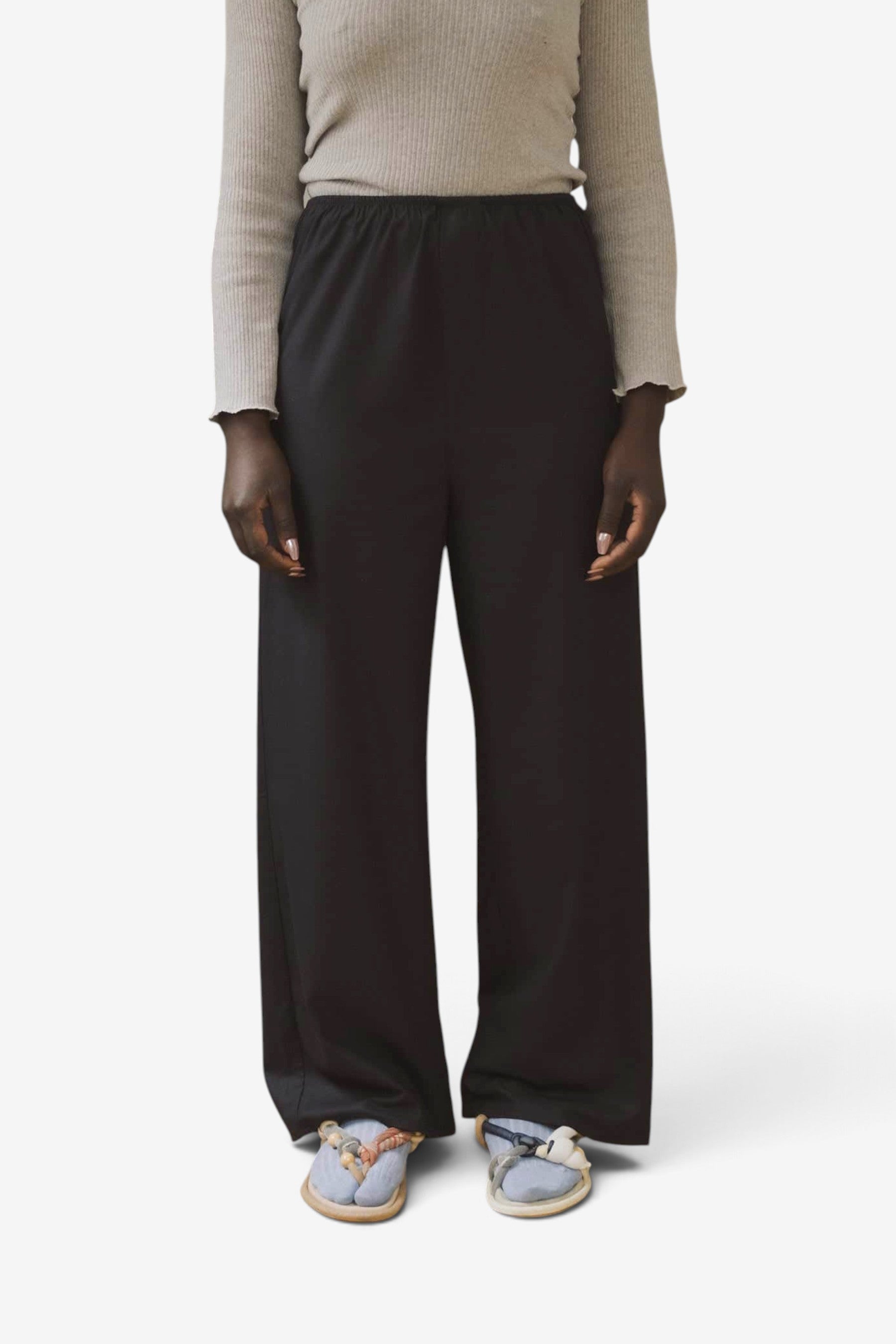 Tropical Wool Kid Mohair Slacks in Gray Check - Auralee | Afura Store