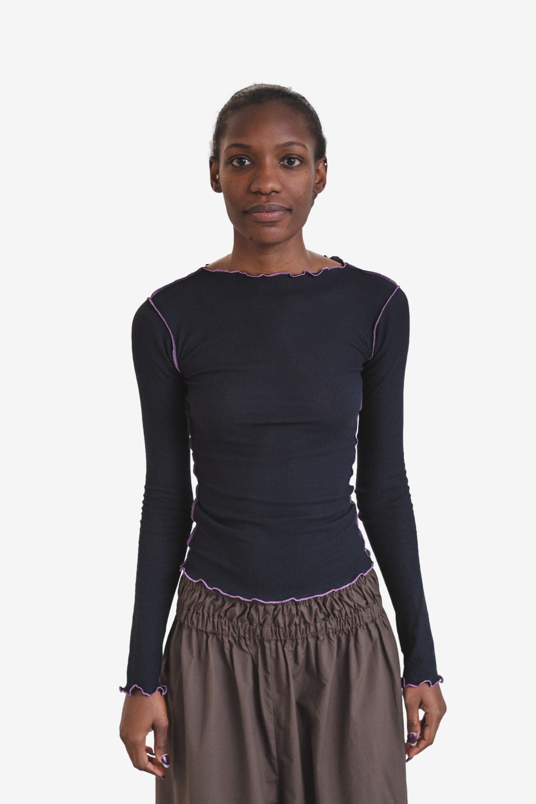 Vein Long Sleeve Tee in Murano Navy (Undyed) - Baserange | Afura Store