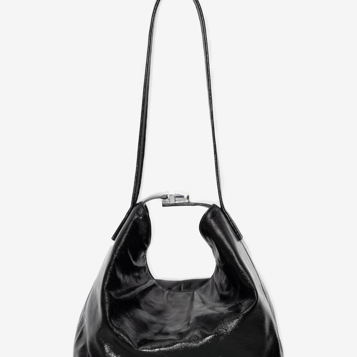 Bea Creased Leather in Black - By Far | Afura Store