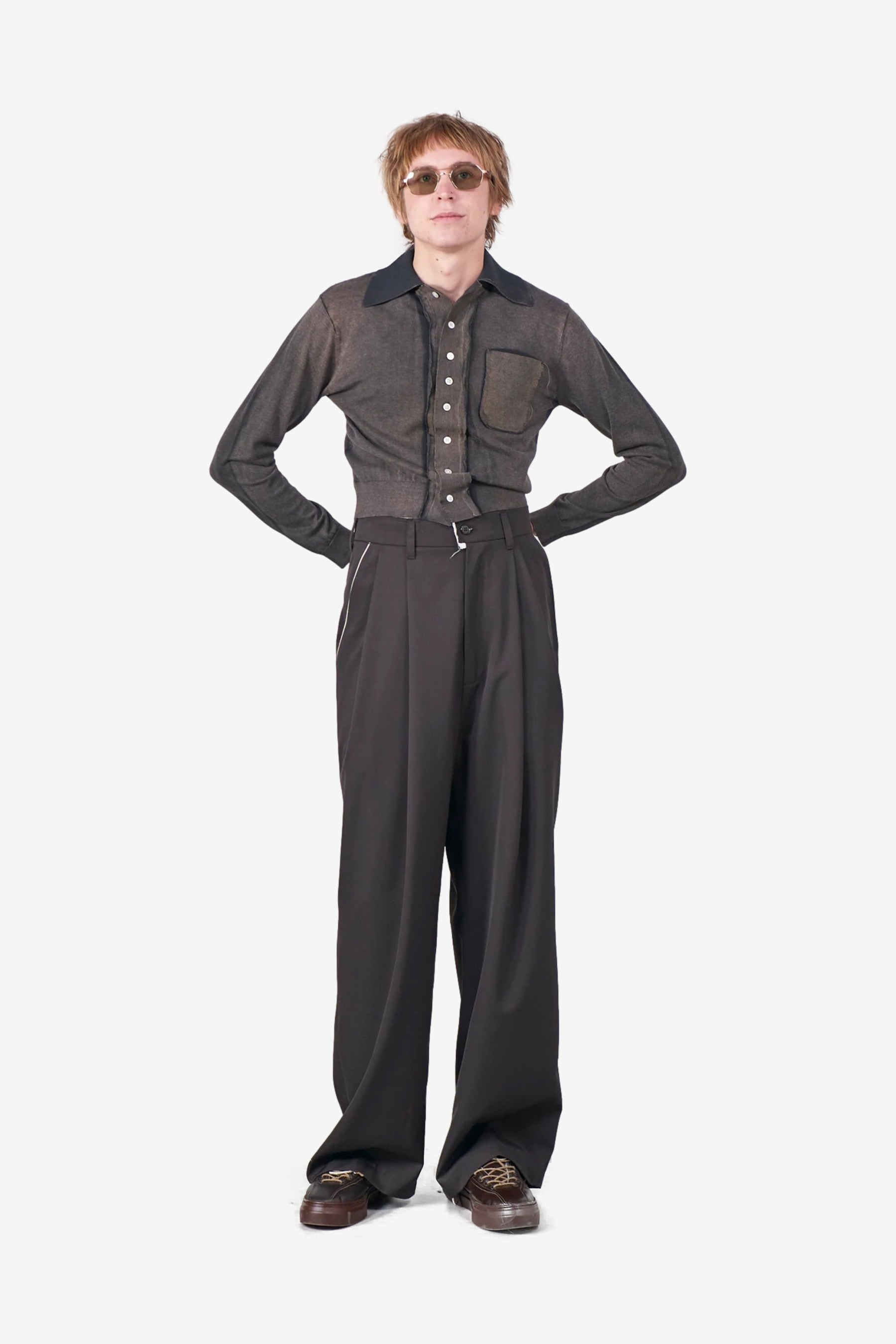 70s Cardigan in Fade Out Black - Camiel Fortgens | Afura Store