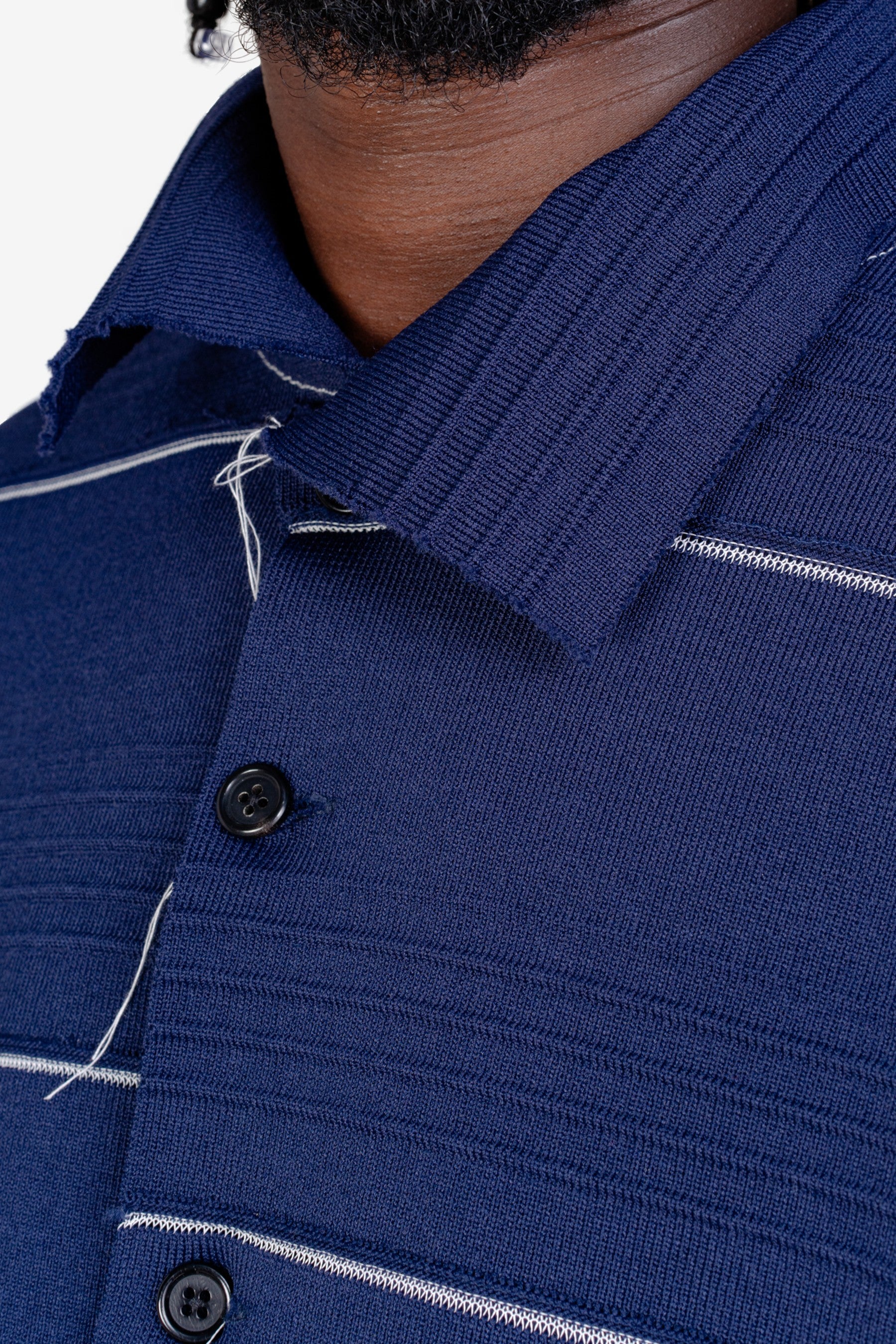 Rib Polo Shirt in Navy - Camiel Fortgens | Afura Store