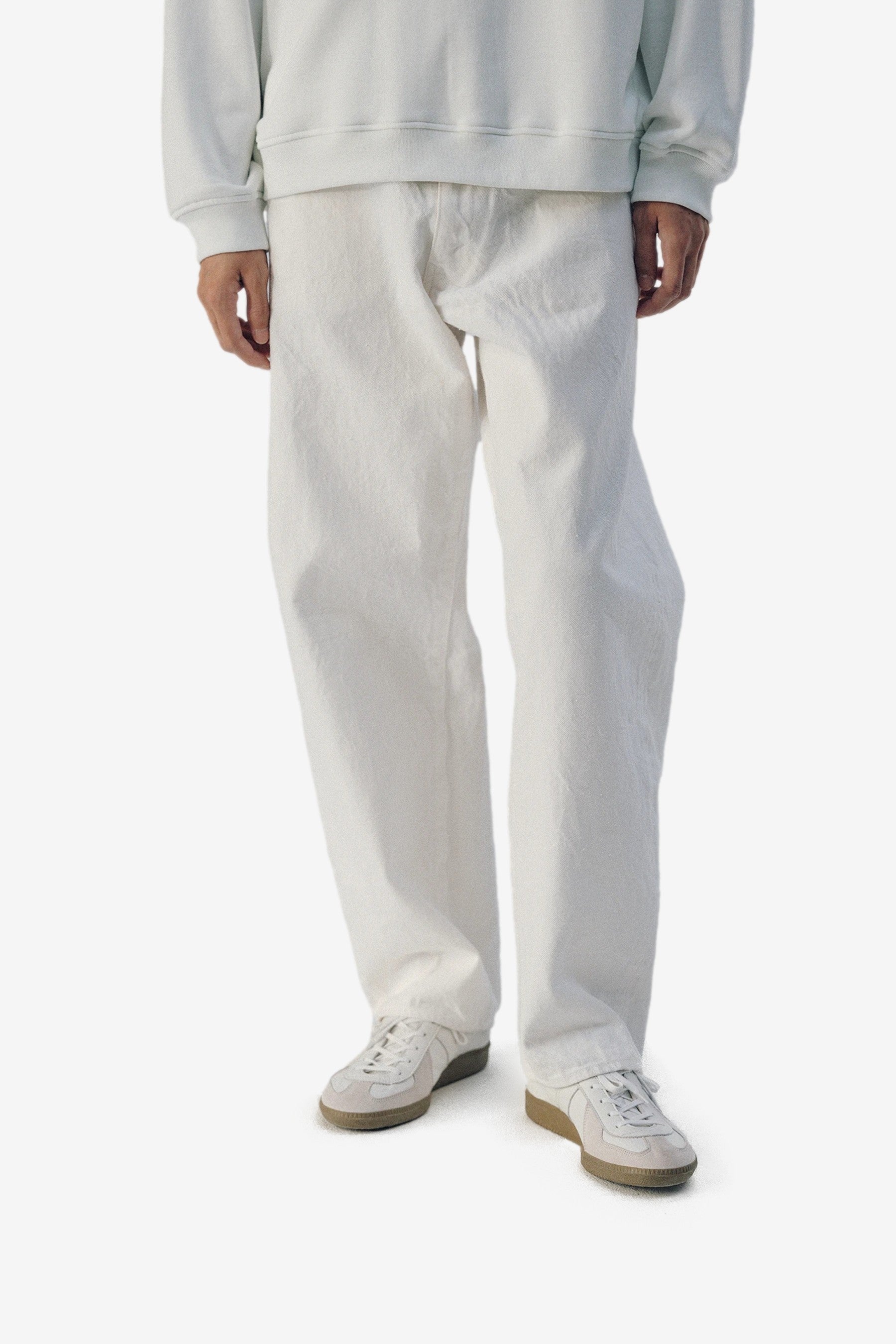 5P Zipper Front Denim Pants in White One Wash - Kaptain Sunshine