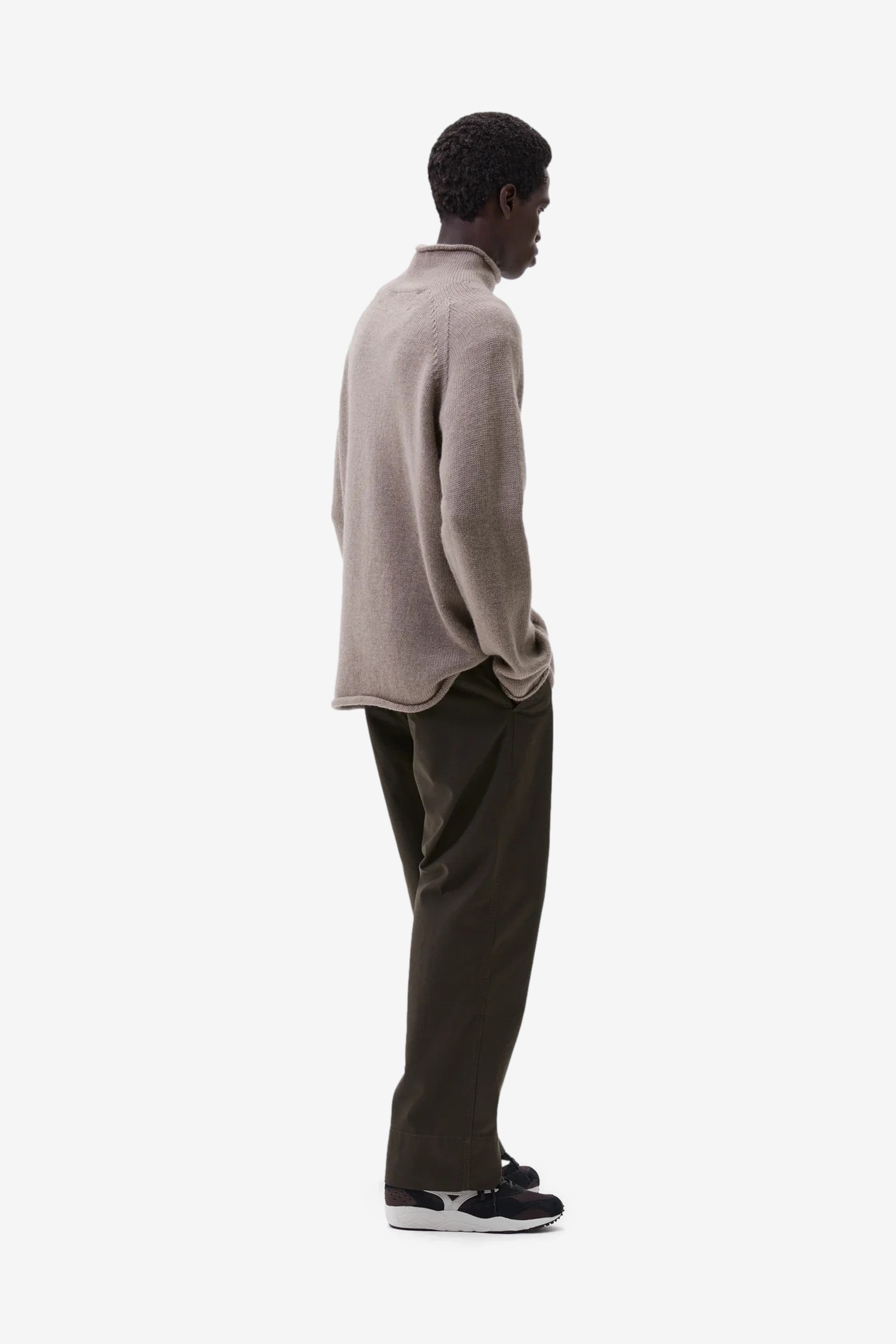 MHL Rolled Edge Roll Neck in Taupe - Margaret Howell | Afura Store