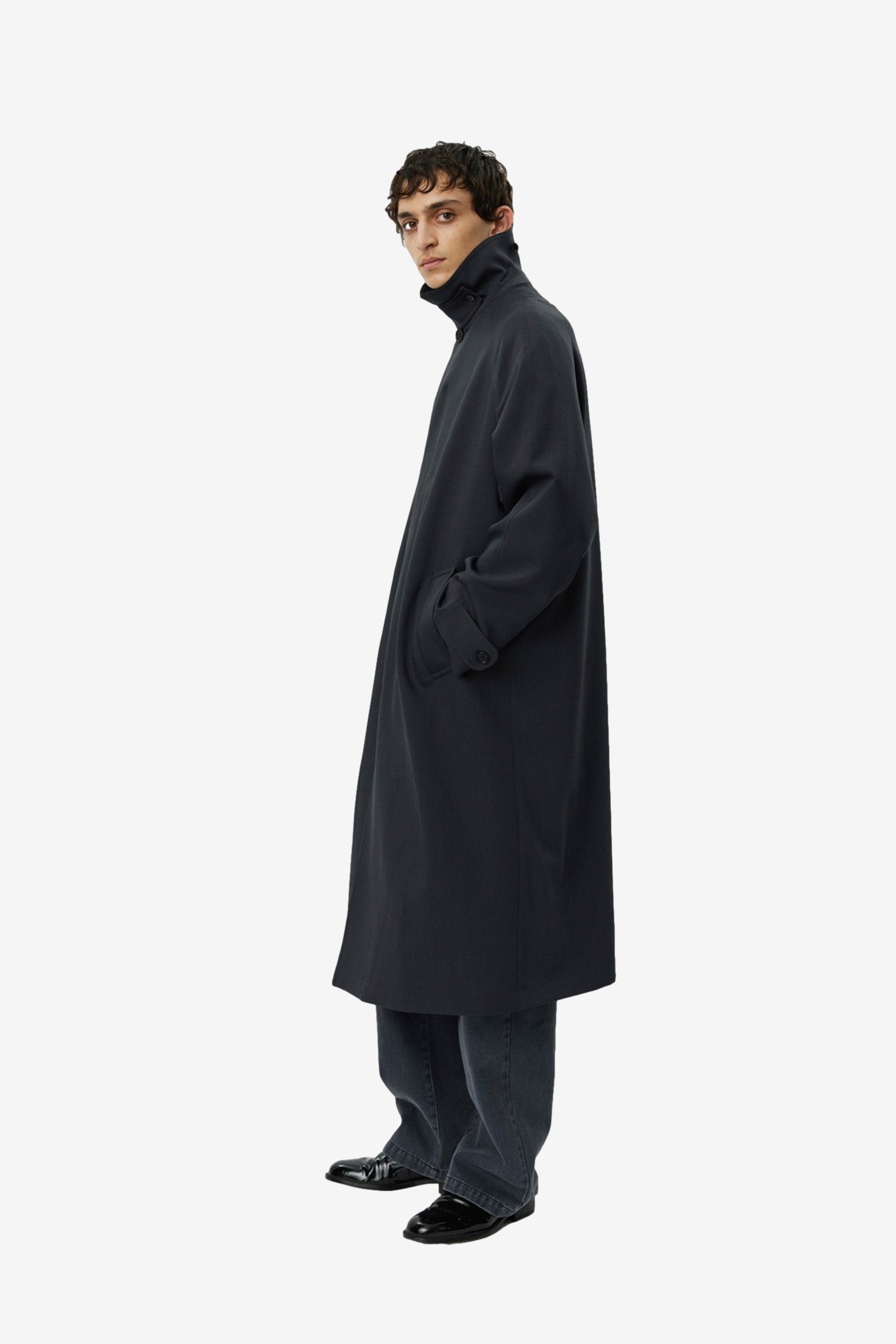Installation Coat in Dark Grey Wool - mfpen | Afura Store