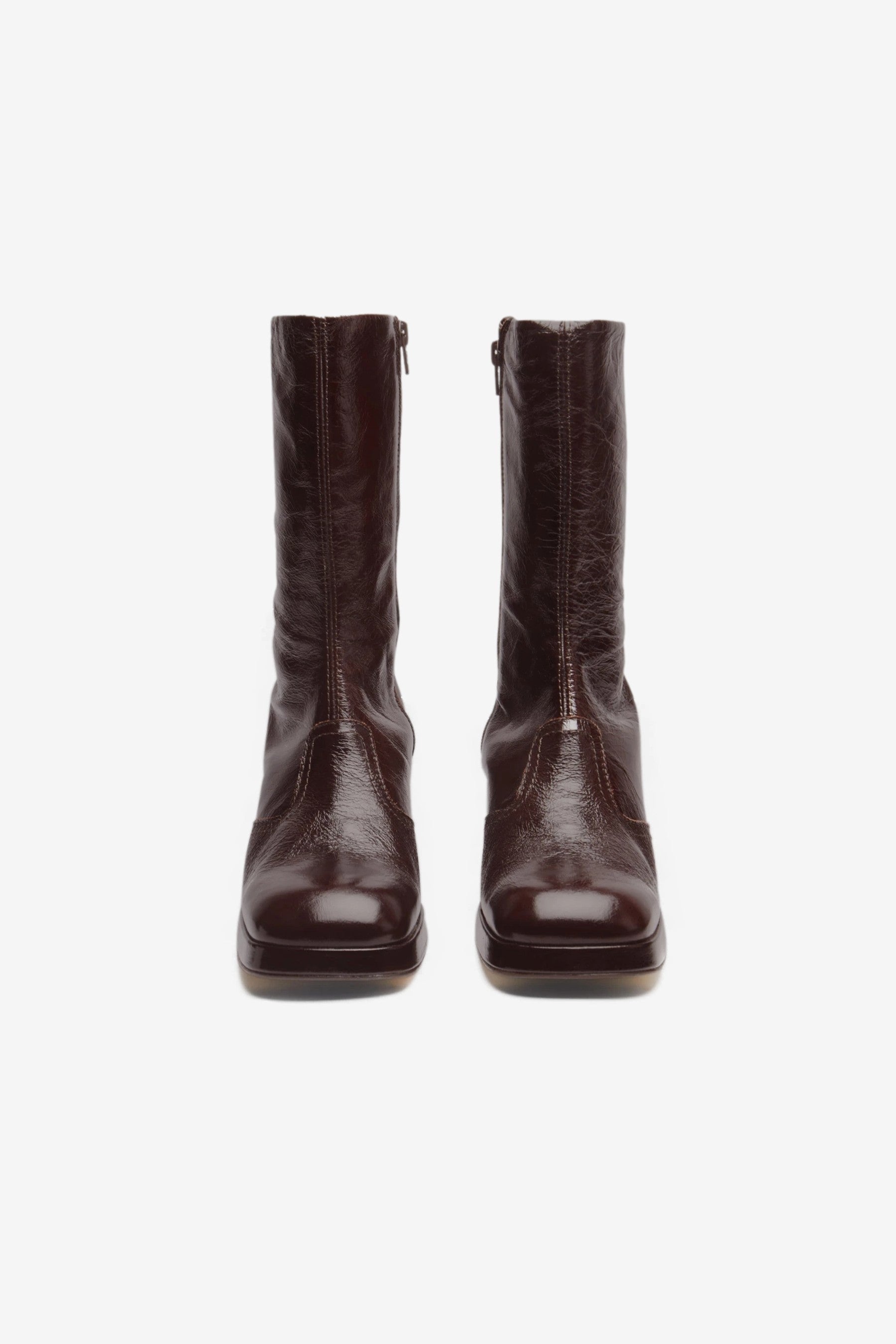 【関税込み】Miista ブラウン Cass エナメル ブーツ Cass Brown Patent Boots | Miista